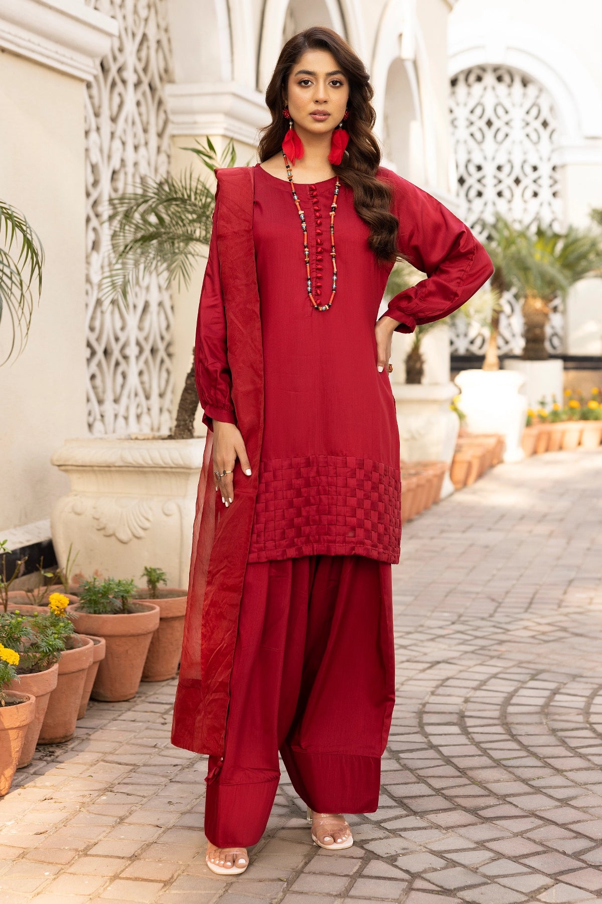 Hussain Rehar inspired Farshi Mummy & Me Ladies Red Eid Outfit