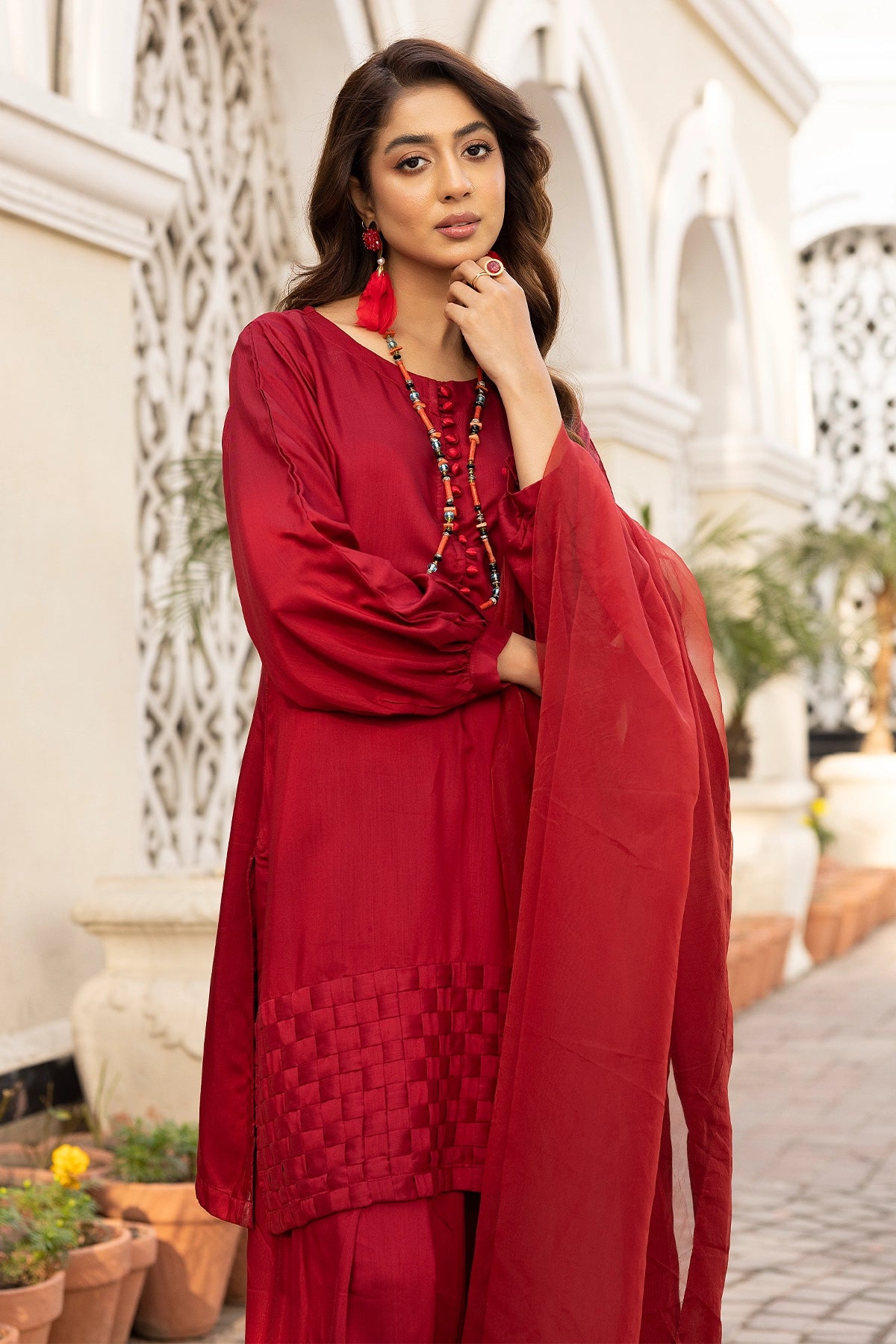 Hussain Rehar inspired Farshi Mummy & Me Ladies Red Eid Outfit