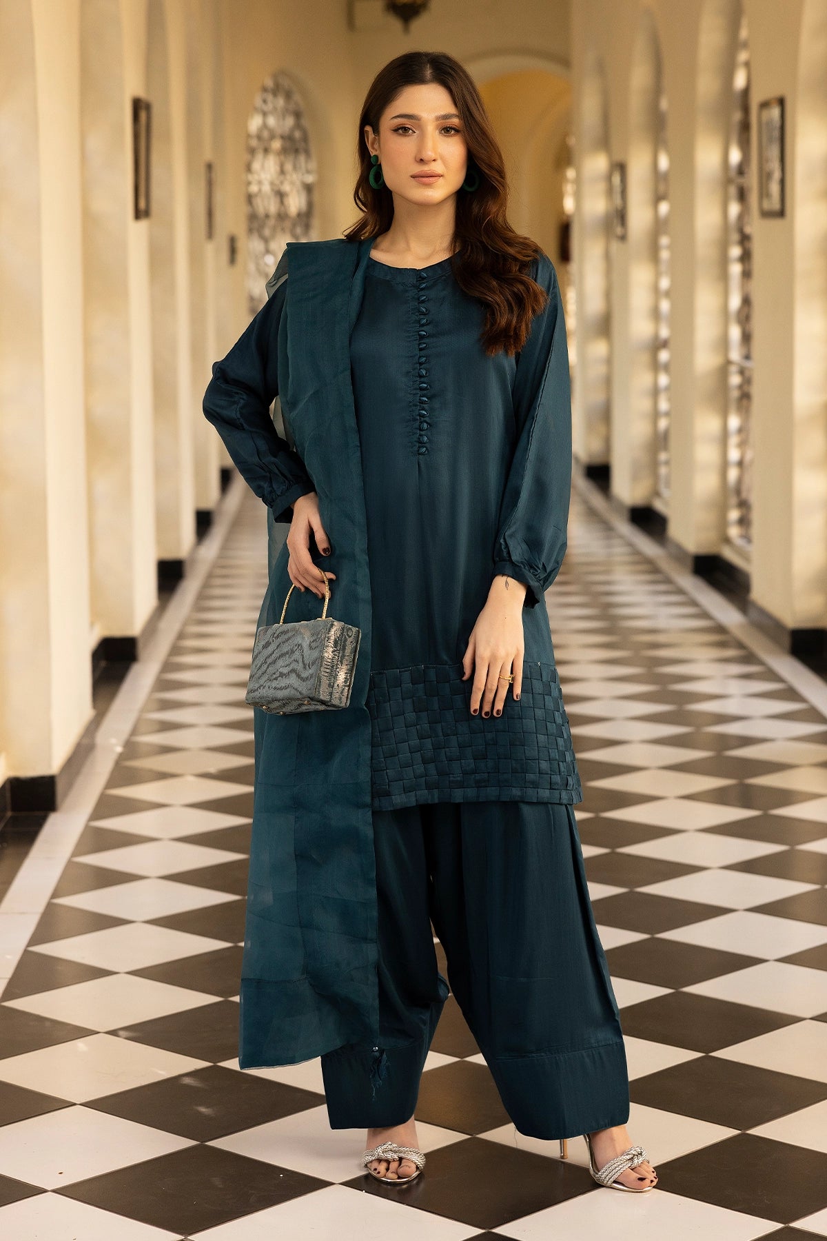 Hussain Rehar inspired Farshi Mummy & Me Ladies Teal Eid Outfit