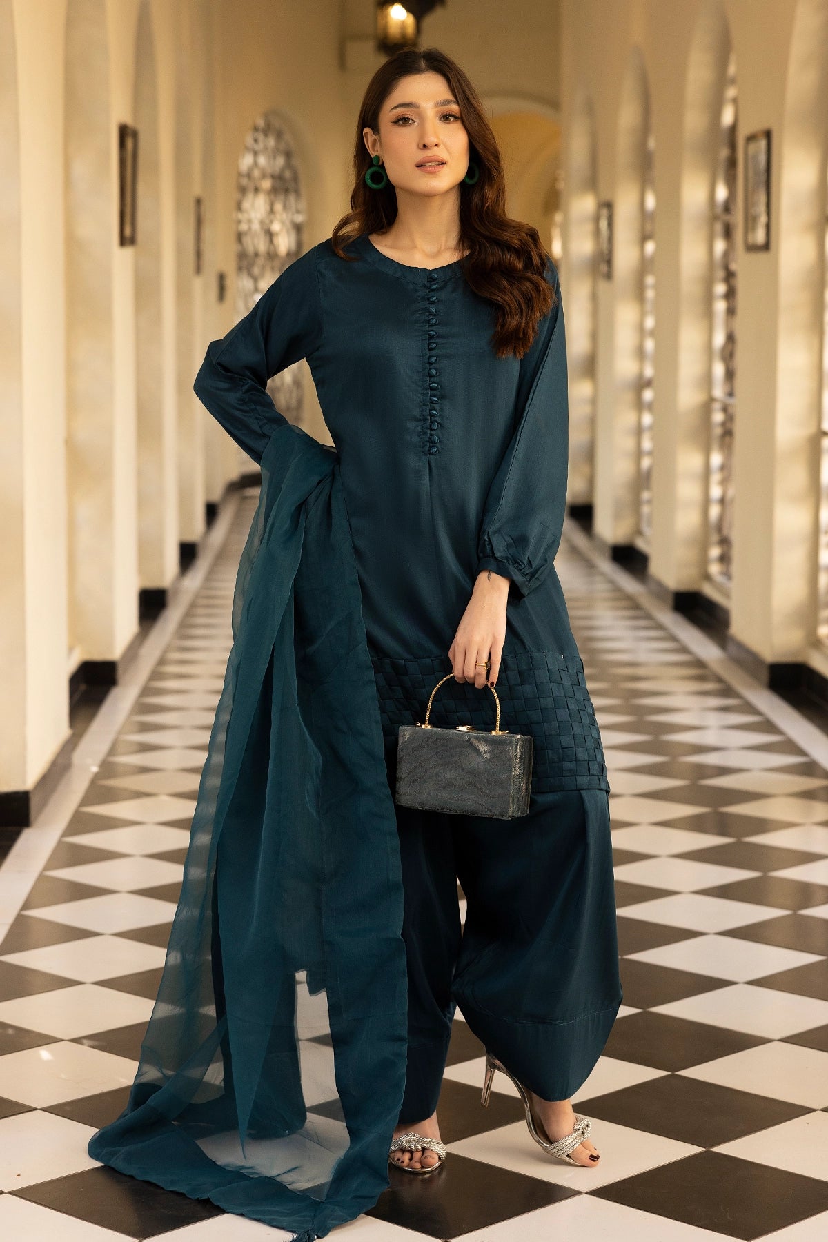 Hussain Rehar inspired Farshi Mummy & Me Ladies Teal Eid Outfit