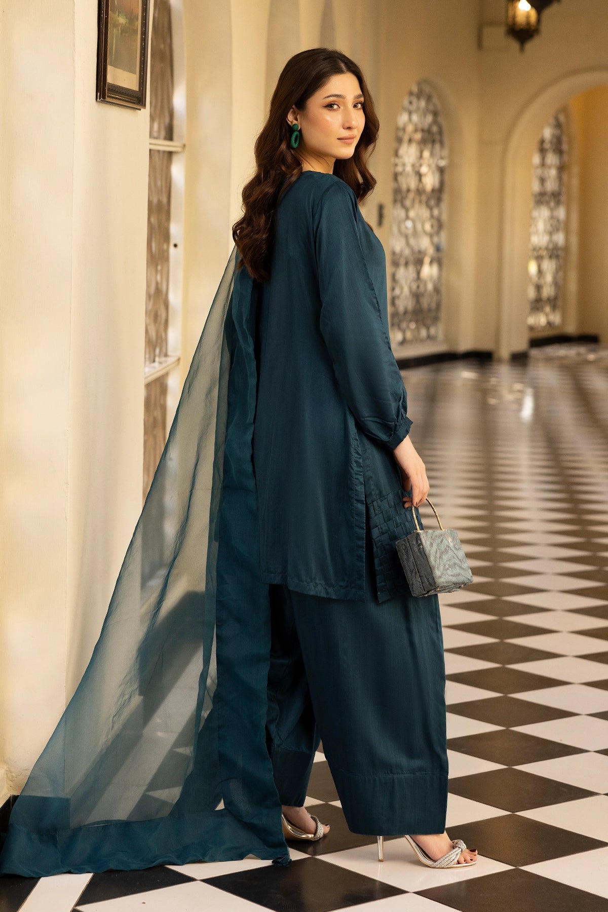 Hussain Rehar inspired Farshi Mummy & Me Ladies Teal Eid Outfit