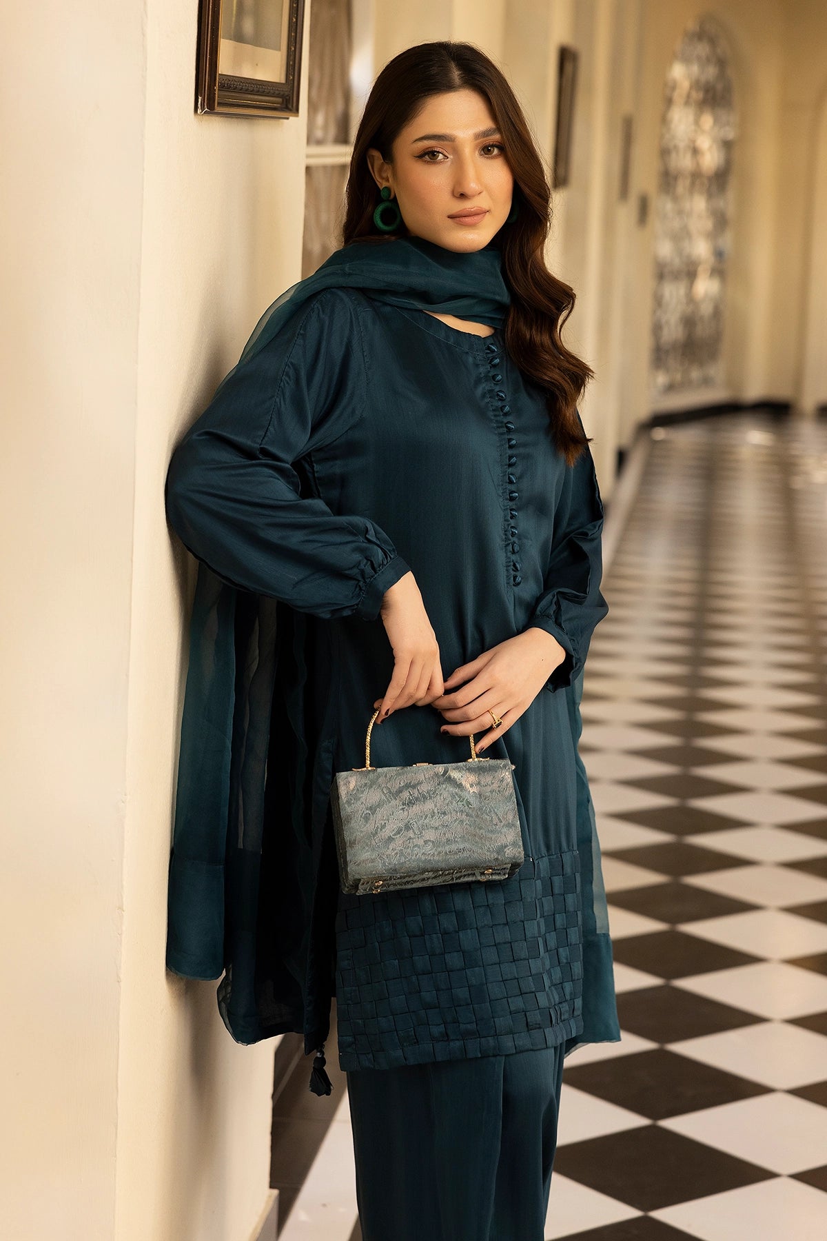 Hussain Rehar inspired Farshi Mummy & Me Ladies Teal Eid Outfit