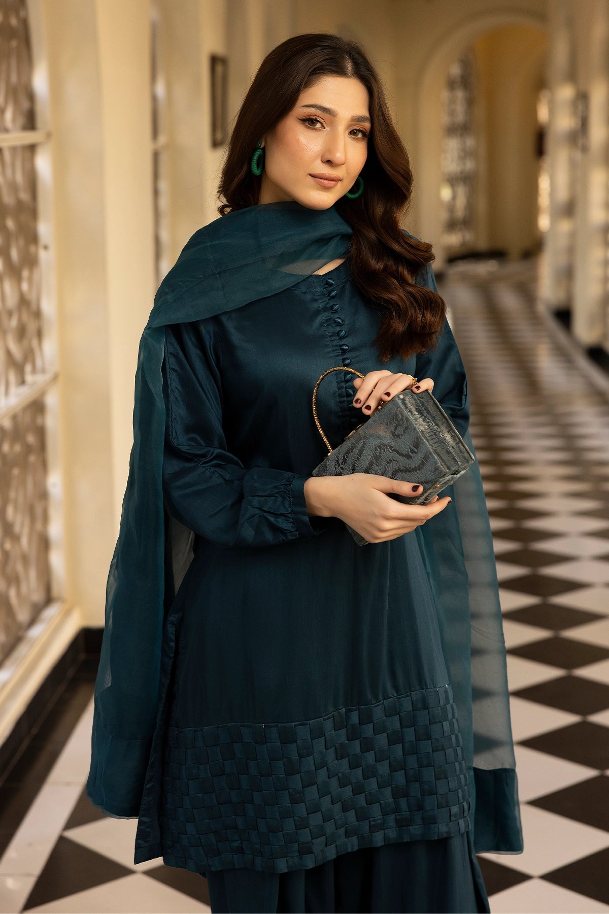 Hussain Rehar inspired Farshi Mummy & Me Ladies Teal Eid Outfit