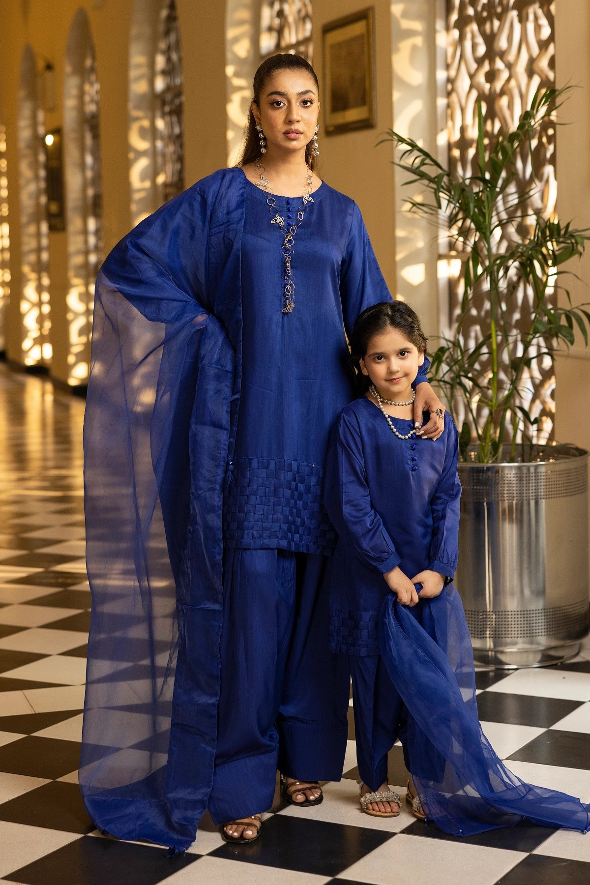 Hussain Rehar inspired Farshi Mummy & Me Girls Blue Eid Outfit