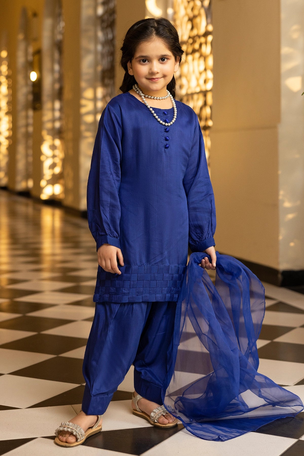 Hussain Rehar inspired Farshi Mummy & Me Girls Blue Eid Outfit