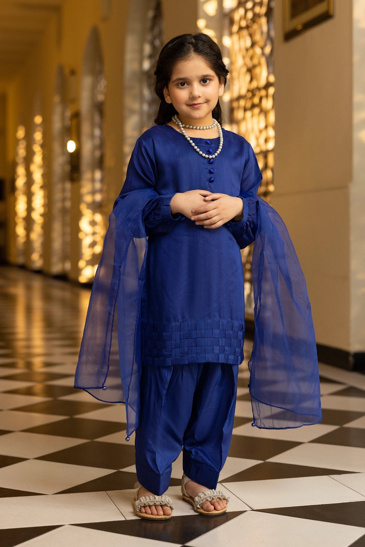 Hussain Rehar inspired Farshi Mummy & Me Girls Blue Eid Outfit