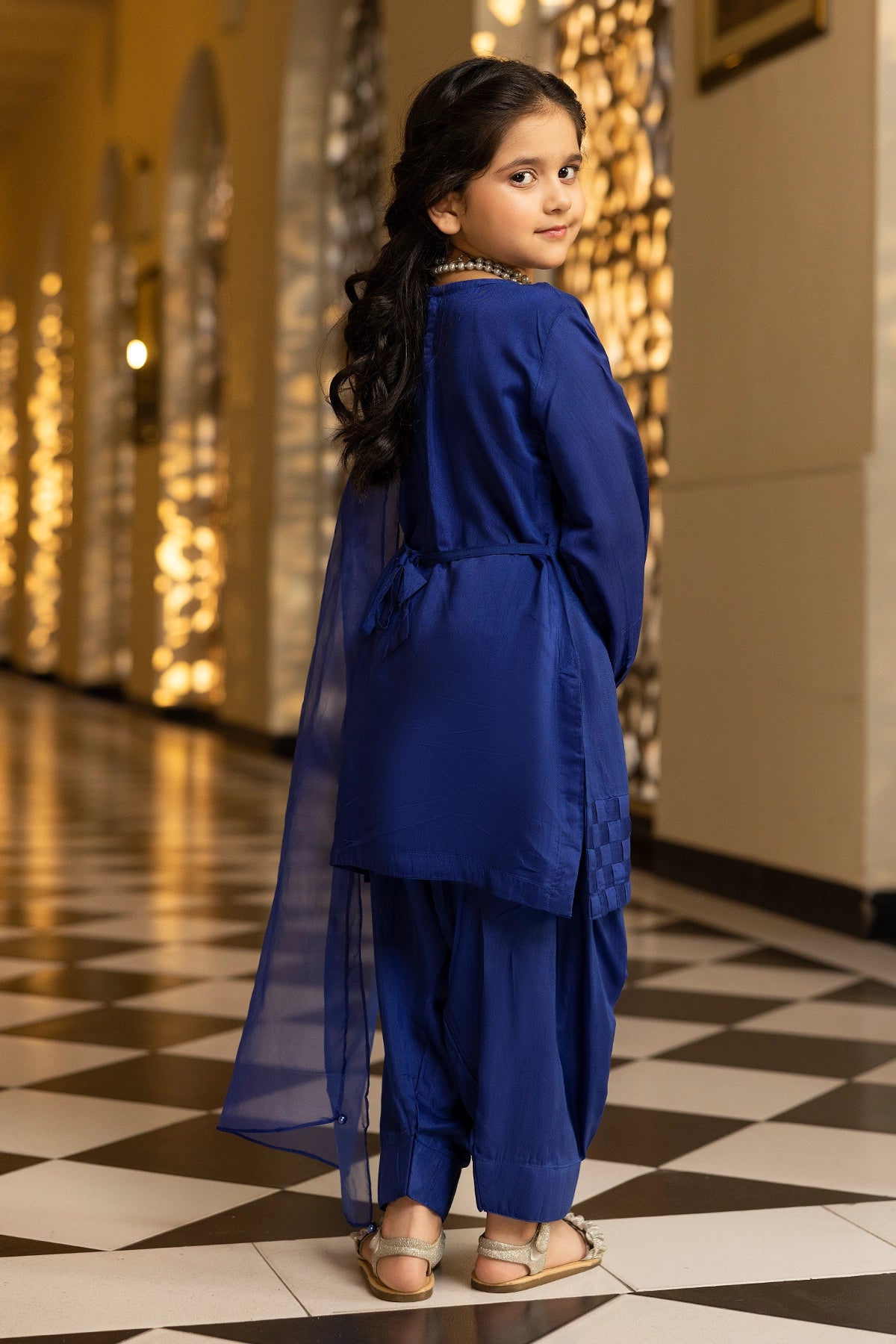 Hussain Rehar inspired Farshi Mummy & Me Girls Blue Eid Outfit