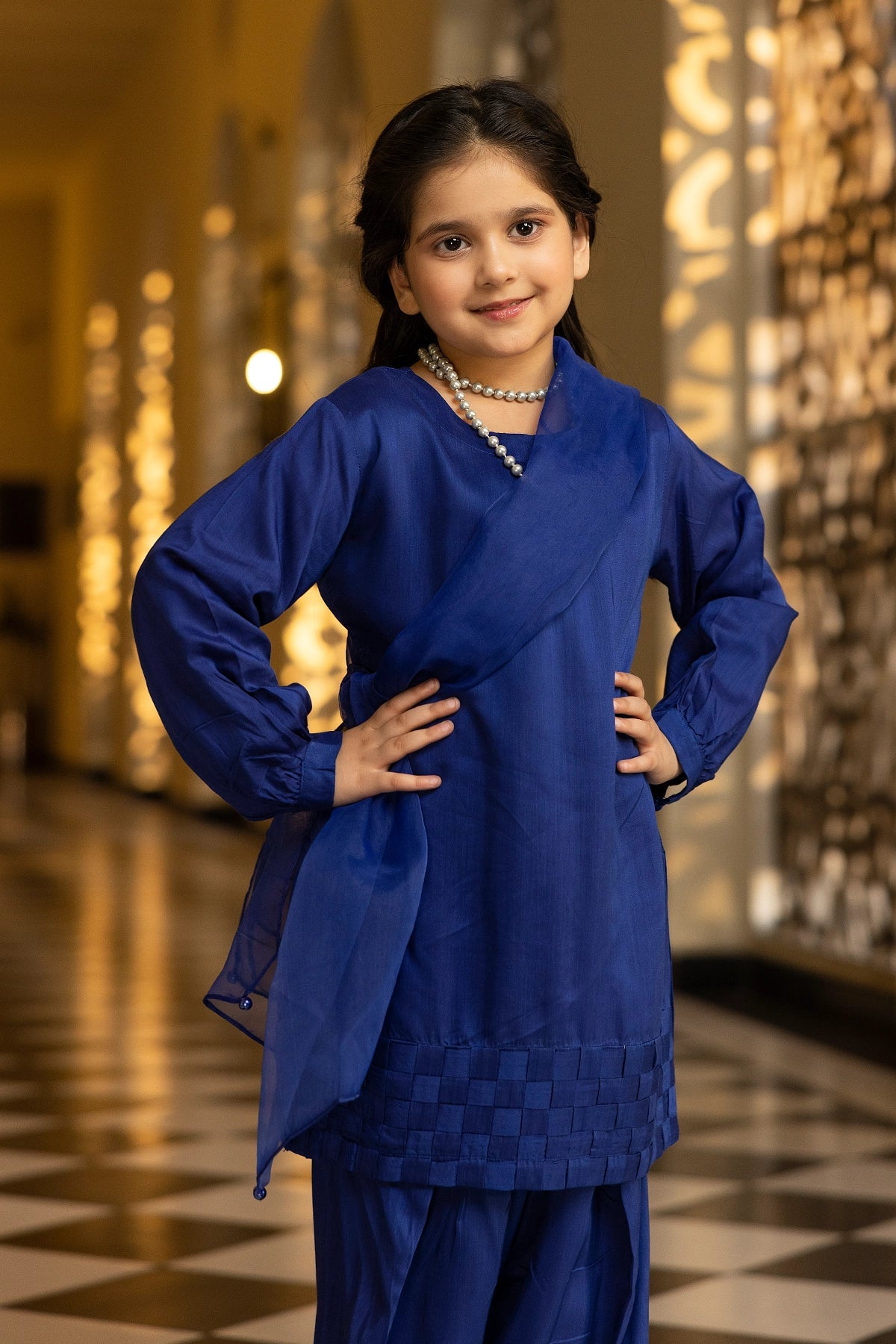 Hussain Rehar inspired Farshi Mummy & Me Girls Blue Eid Outfit