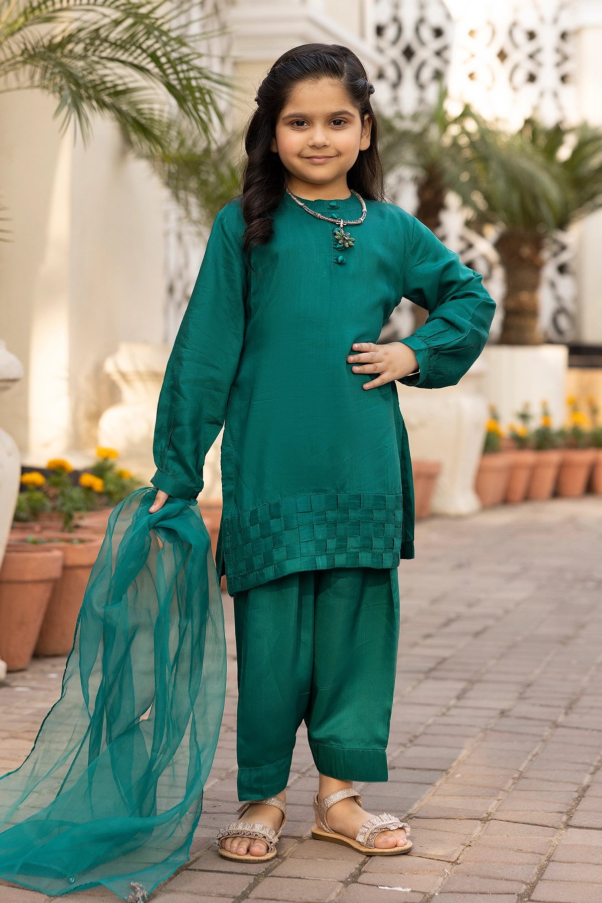 Hussain Rehar inspired Farshi Mummy & Me Girls Green Eid Outfit