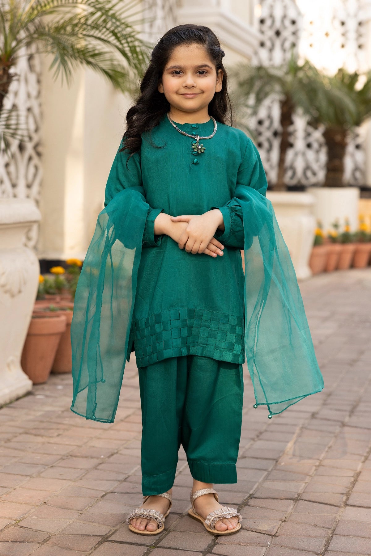 Hussain Rehar inspired Farshi Mummy & Me Girls Green Eid Outfit