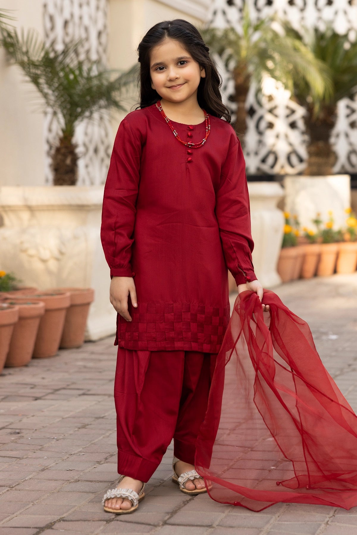 Hussain Rehar inspired Farshi Mummy & Me Girls Red Eid Outfit