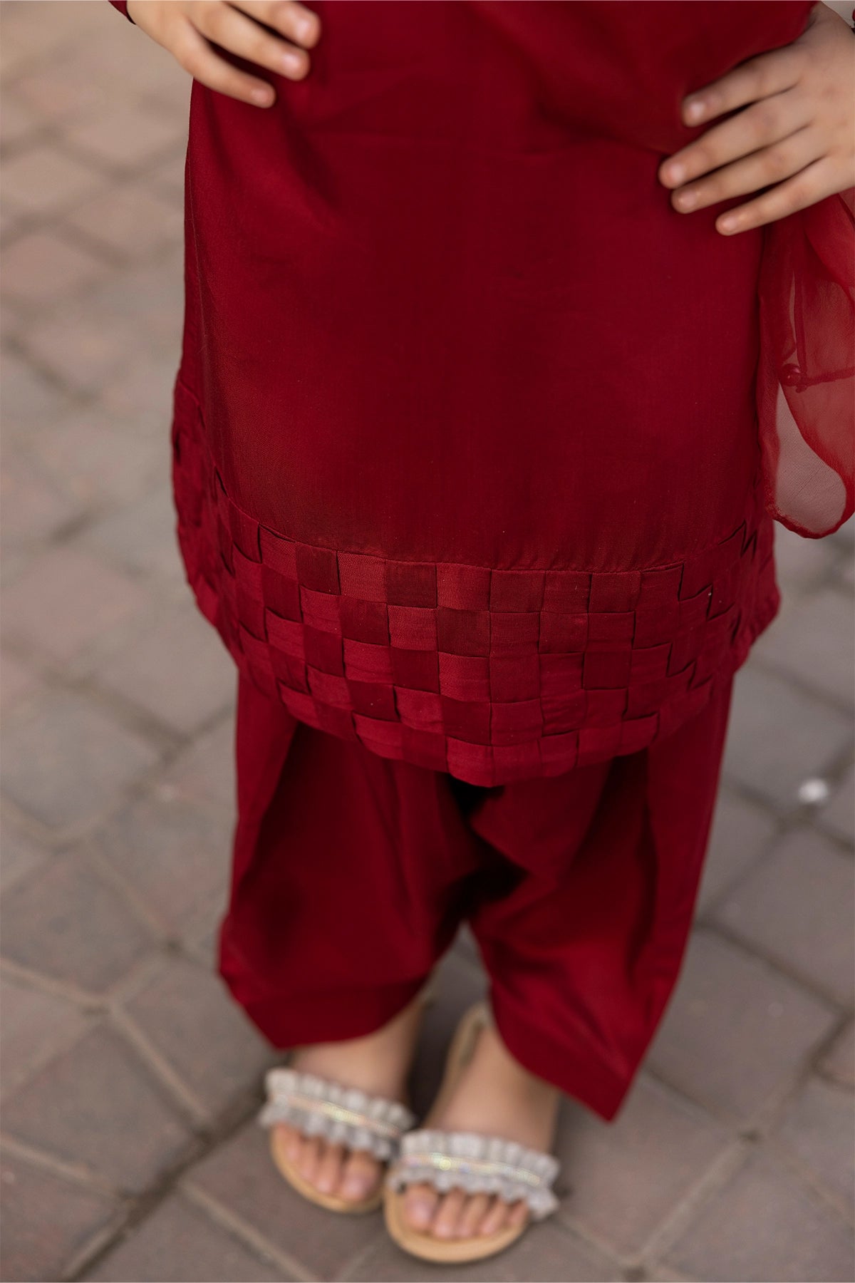 Hussain Rehar inspired Farshi Mummy & Me Girls Red Eid Outfit