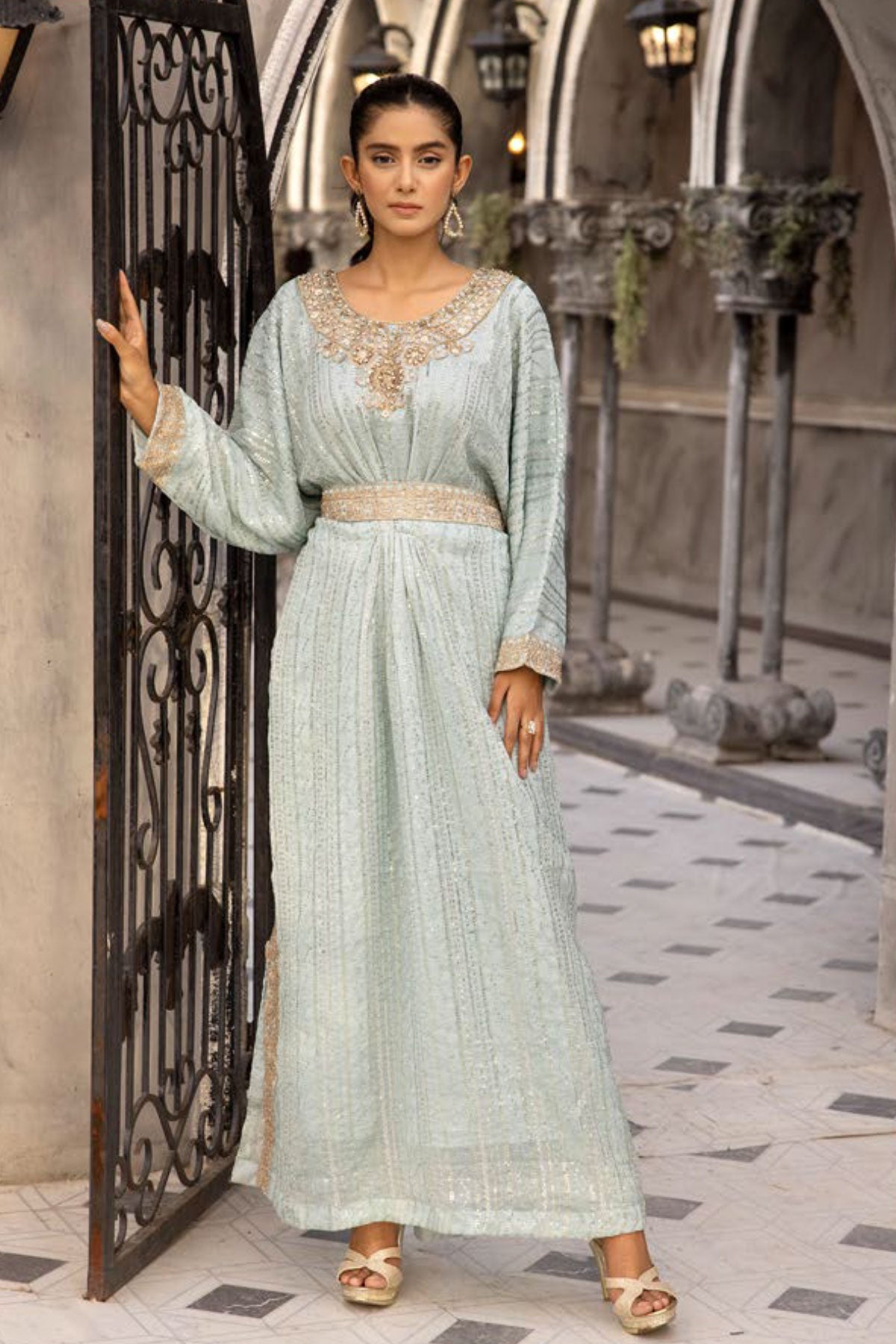 Jeem Mummy & Me Ladies Sea Green 3 Piece Wedding Kaftan