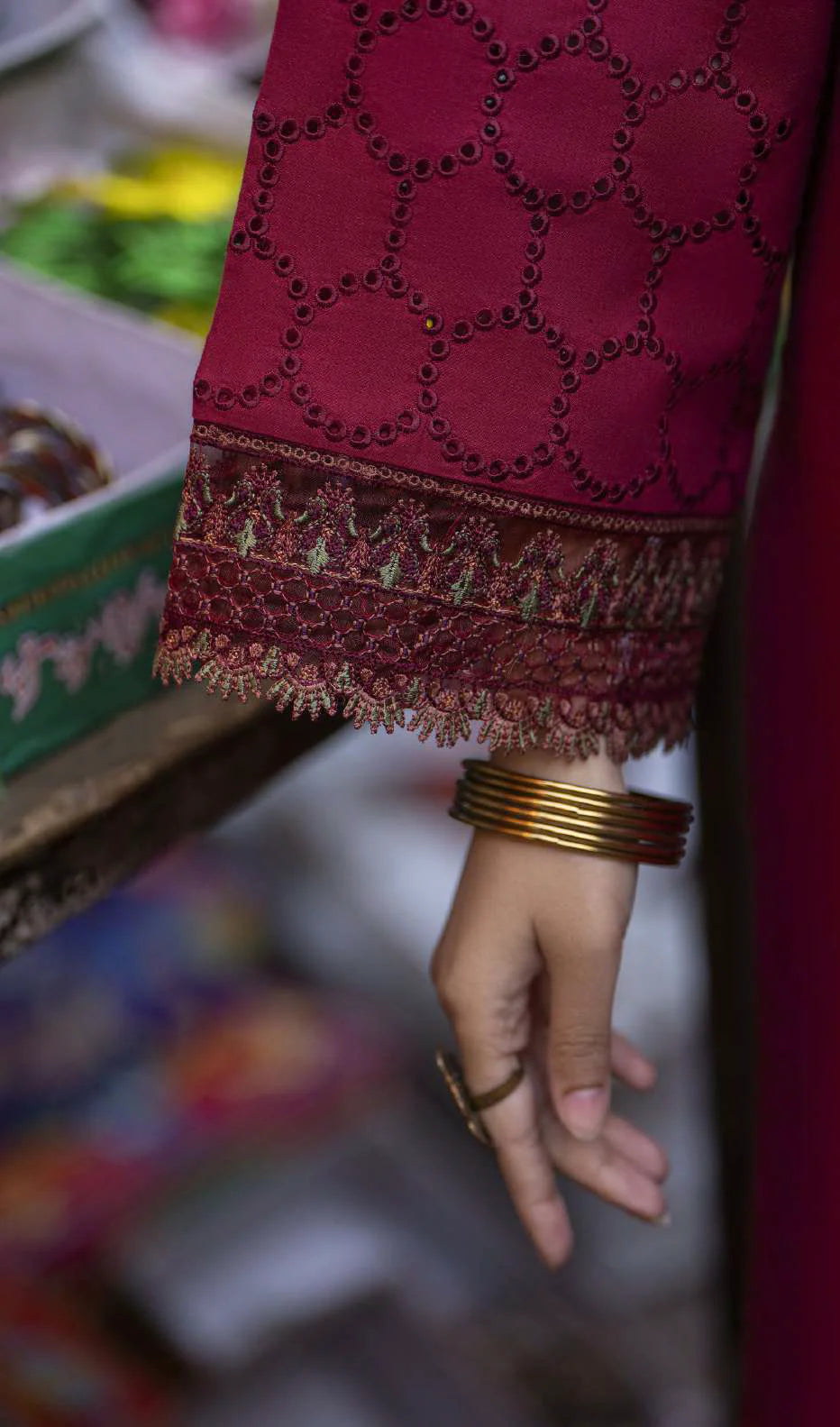 Bazaar Summer Festive Eid Collection Burgundy Embroidered Suit