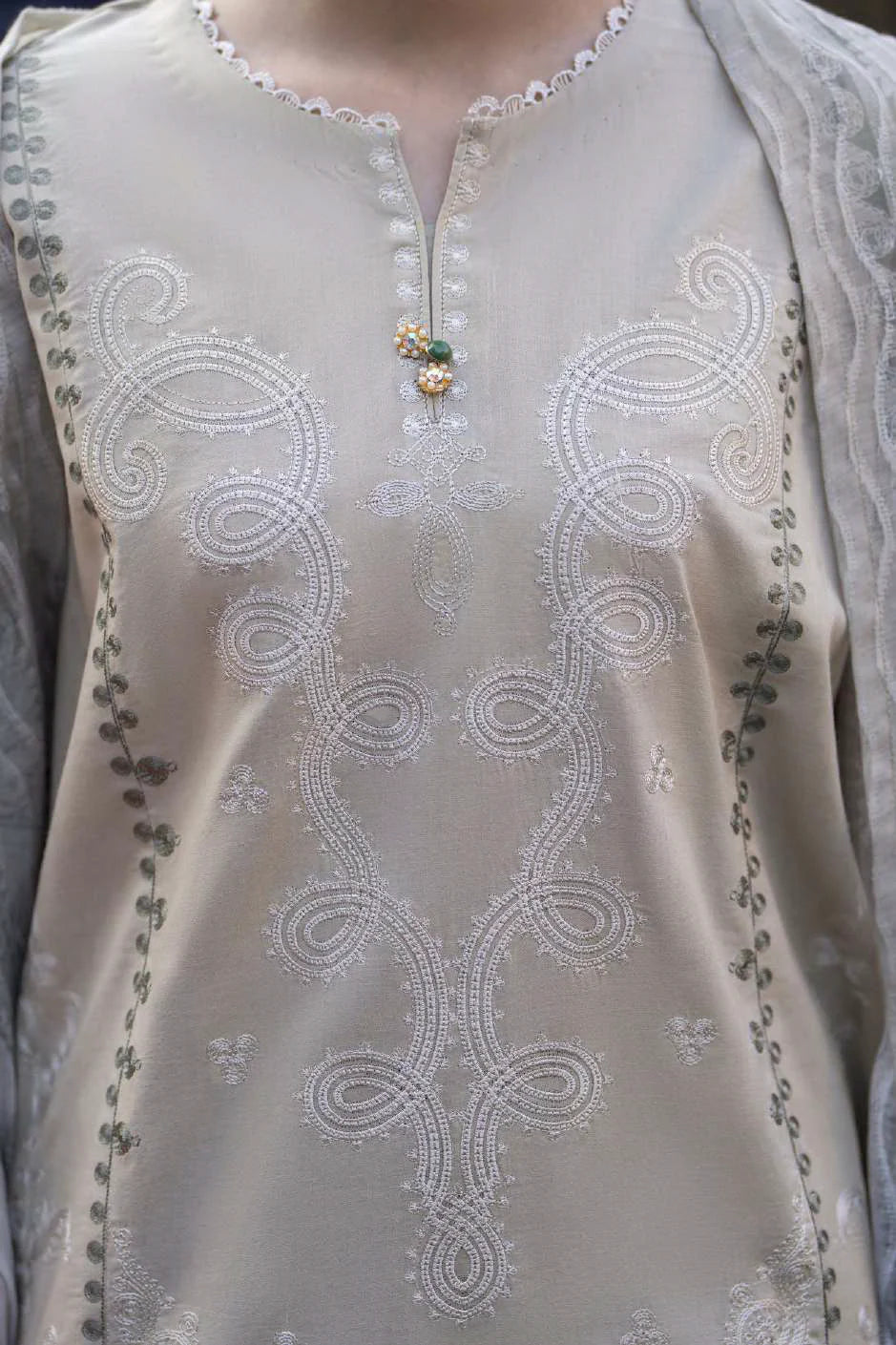 Bazaar Summer Festive Eid Collection Beige Embroidered Suit