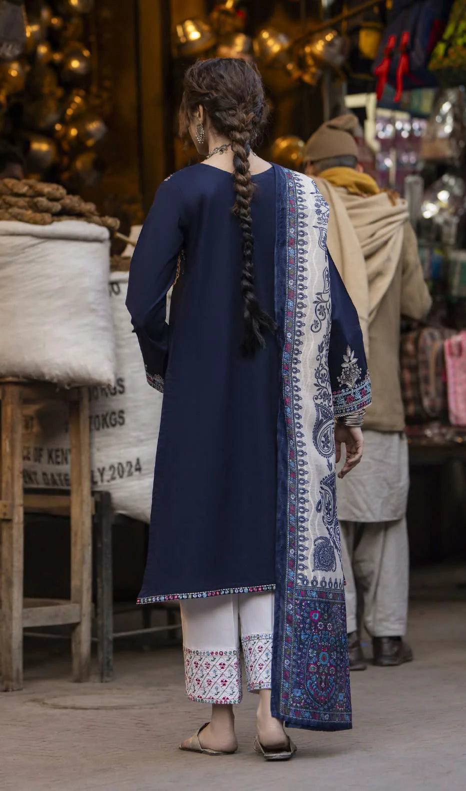 Bazaar Summer Festive Eid Collection Deep Blue Embroidered Suit