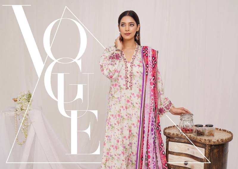 Munira Digital Print Linen Outfit with Barosia Dupatta MSL3