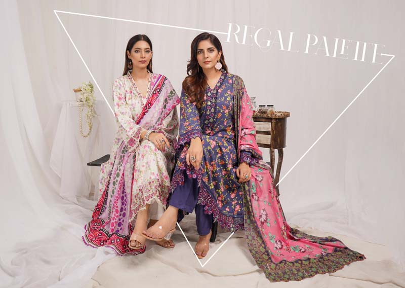 Munira Digital Print Linen Outfit with Barosia Dupatta MSL3