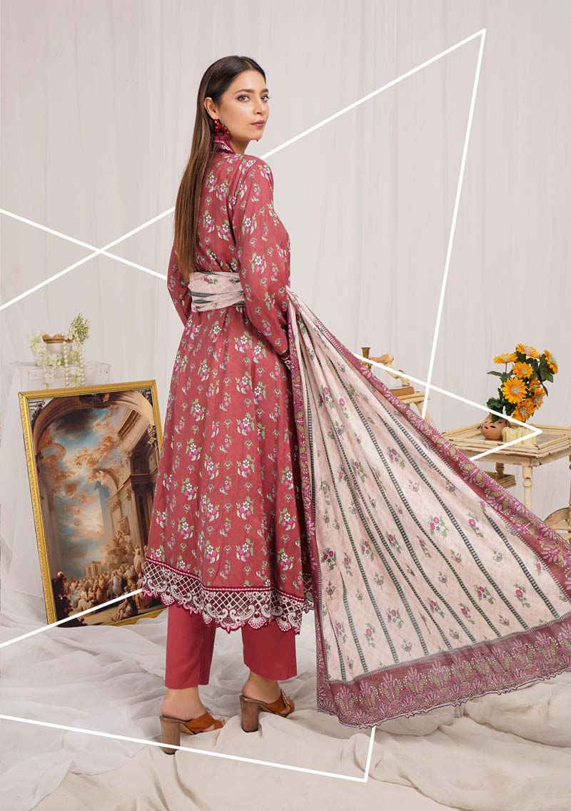 Munira Digital Print Linen Outfit with Barosia Dupatta MSL5