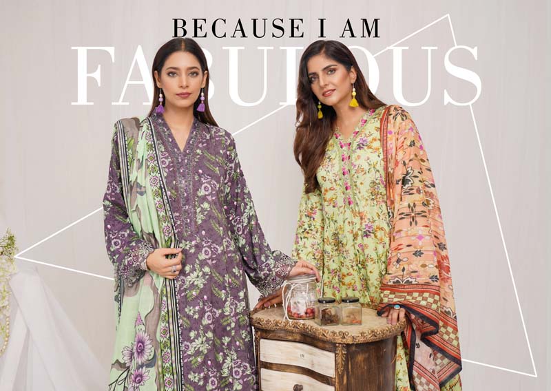 Munira Digital Print Linen Outfit with Barosia Dupatta MSL2