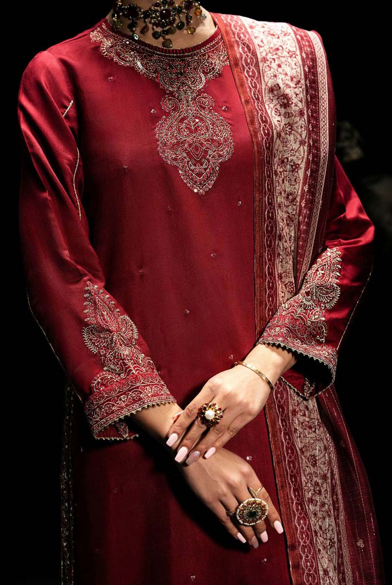 Boutique Eid Collection Cherry Glow Embroidered Viscose Suit