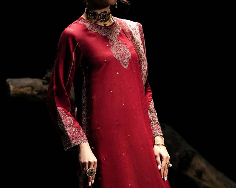 Boutique Eid Collection Cherry Glow Embroidered Viscose Suit