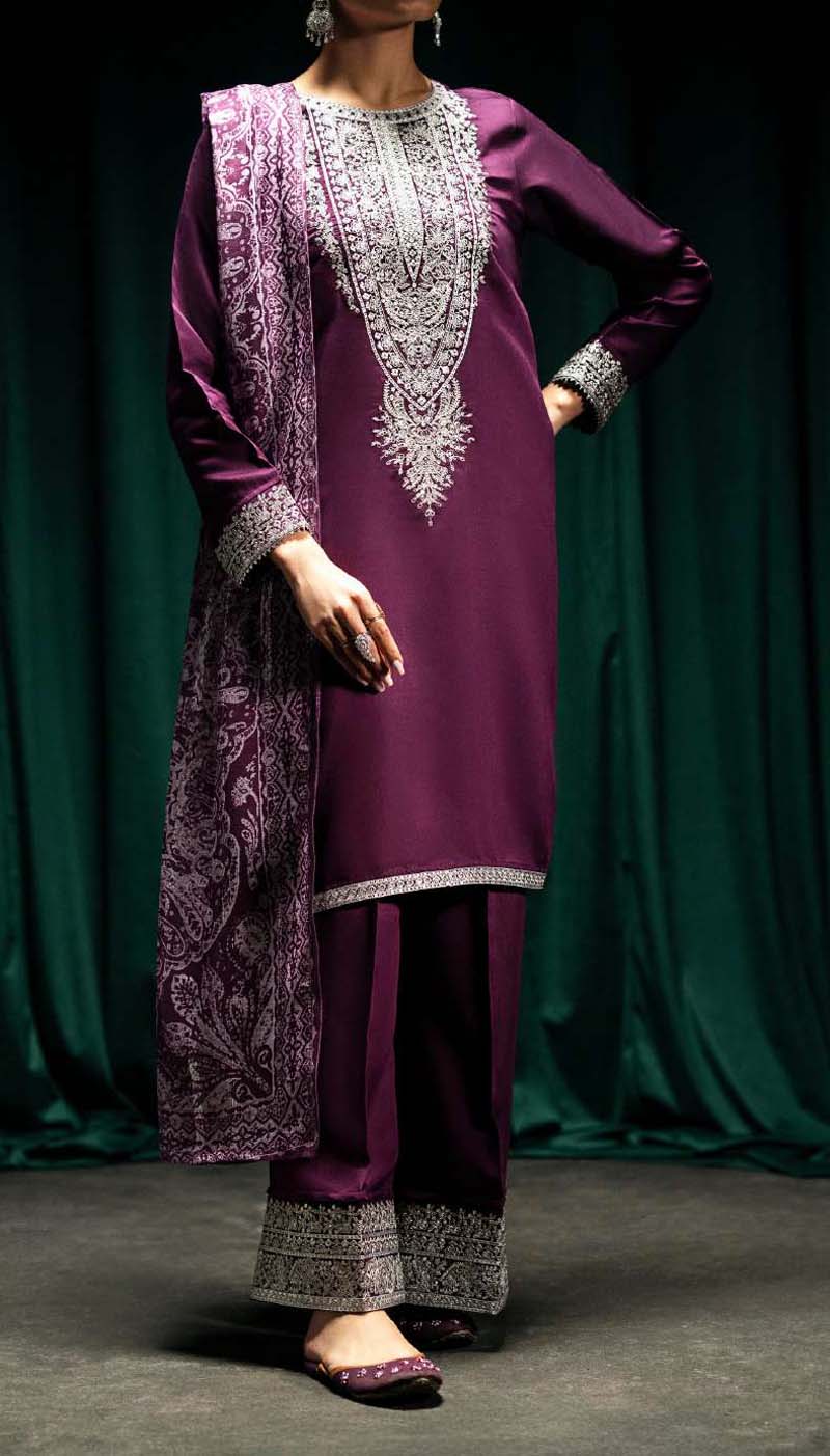 Boutique Eid Collection Regal Grape Embroidered Viscose Suit