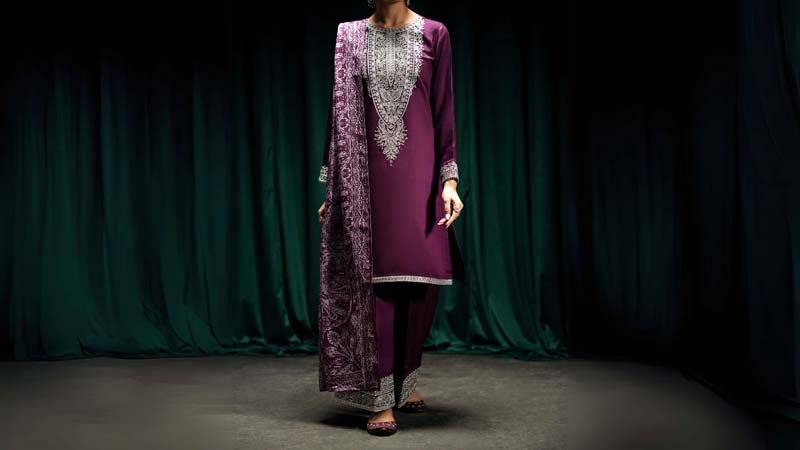 Boutique Eid Collection Regal Grape Embroidered Viscose Suit