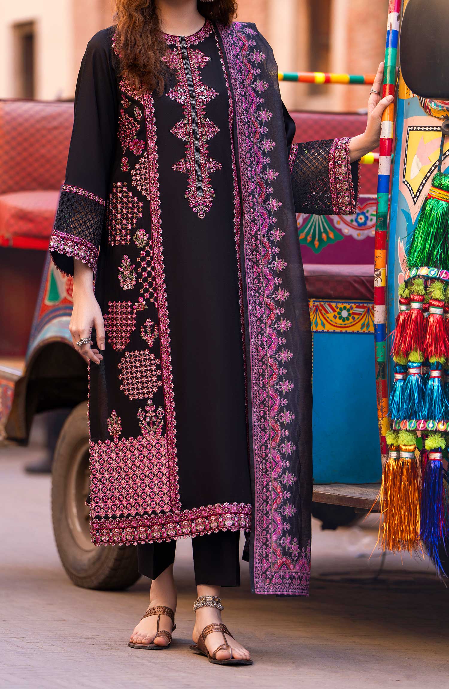 Bazaar Summer Festive Eid Collection Black Beauty Embroidered Suit