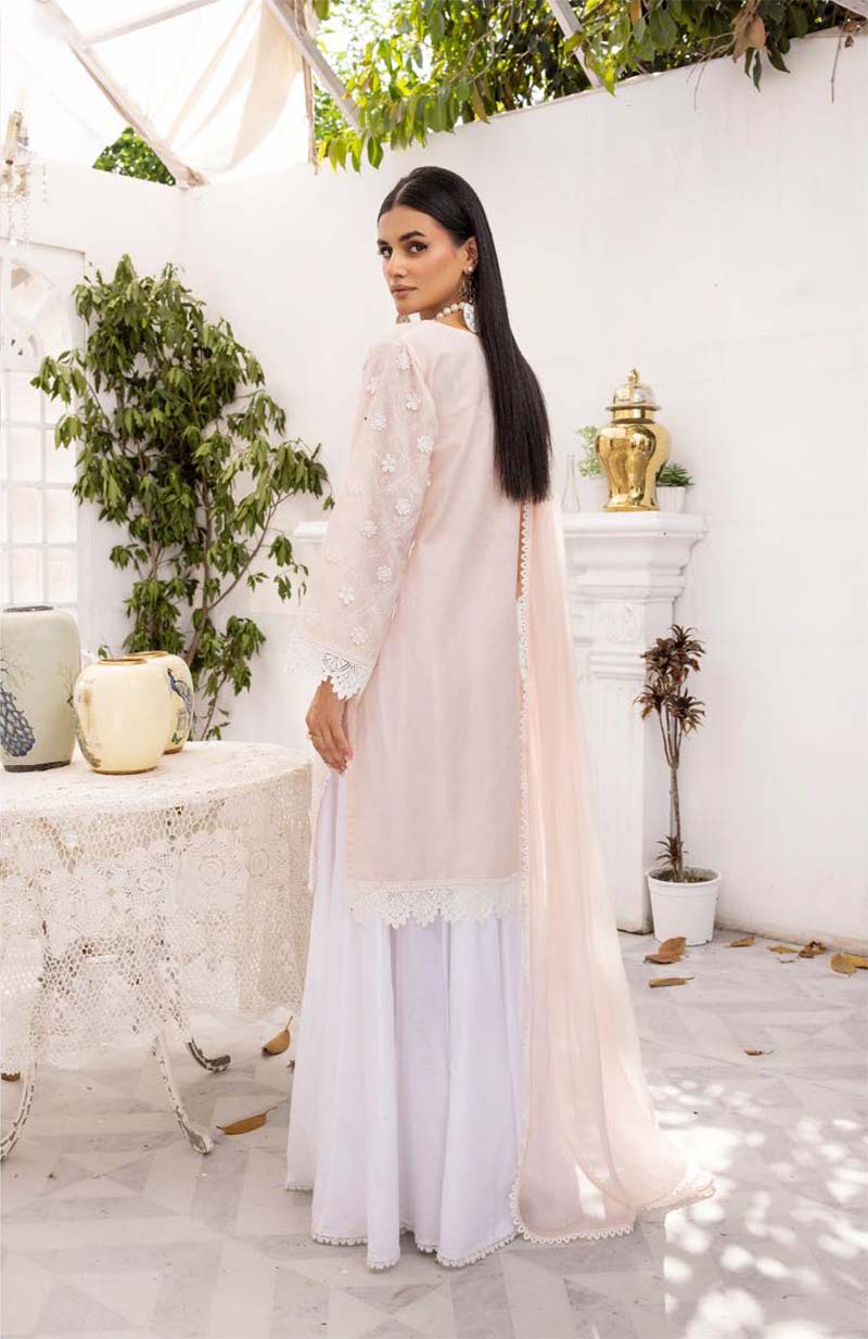 Image Embroidered Chikan Kari Ladies Peach Sharara Suit - Desi Posh