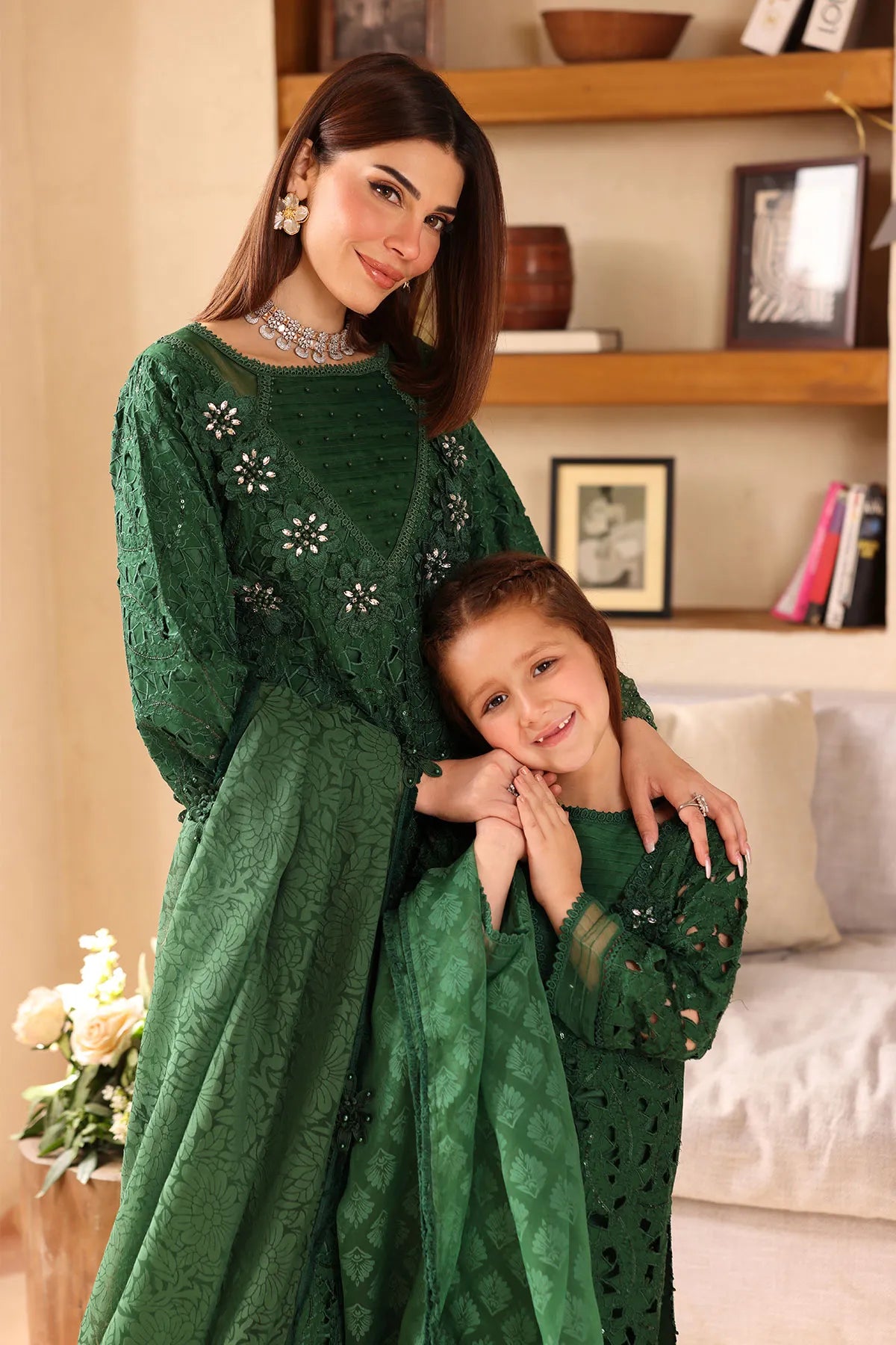 Ally's Mummy & Me Girls Chikan Embroidered Eid Outfit AL987K