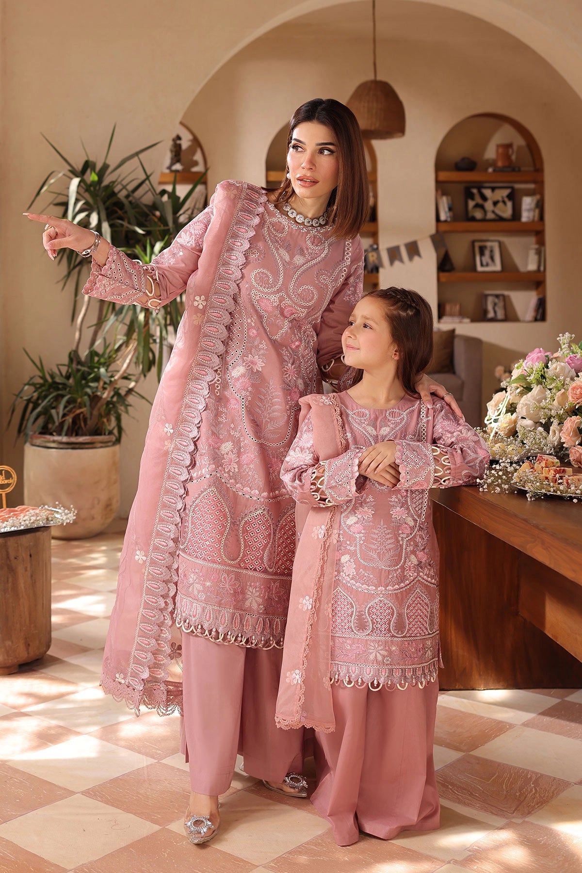 Ally's Mummy & Me Girls Sharara Embroidered Eid Outfit AL989K