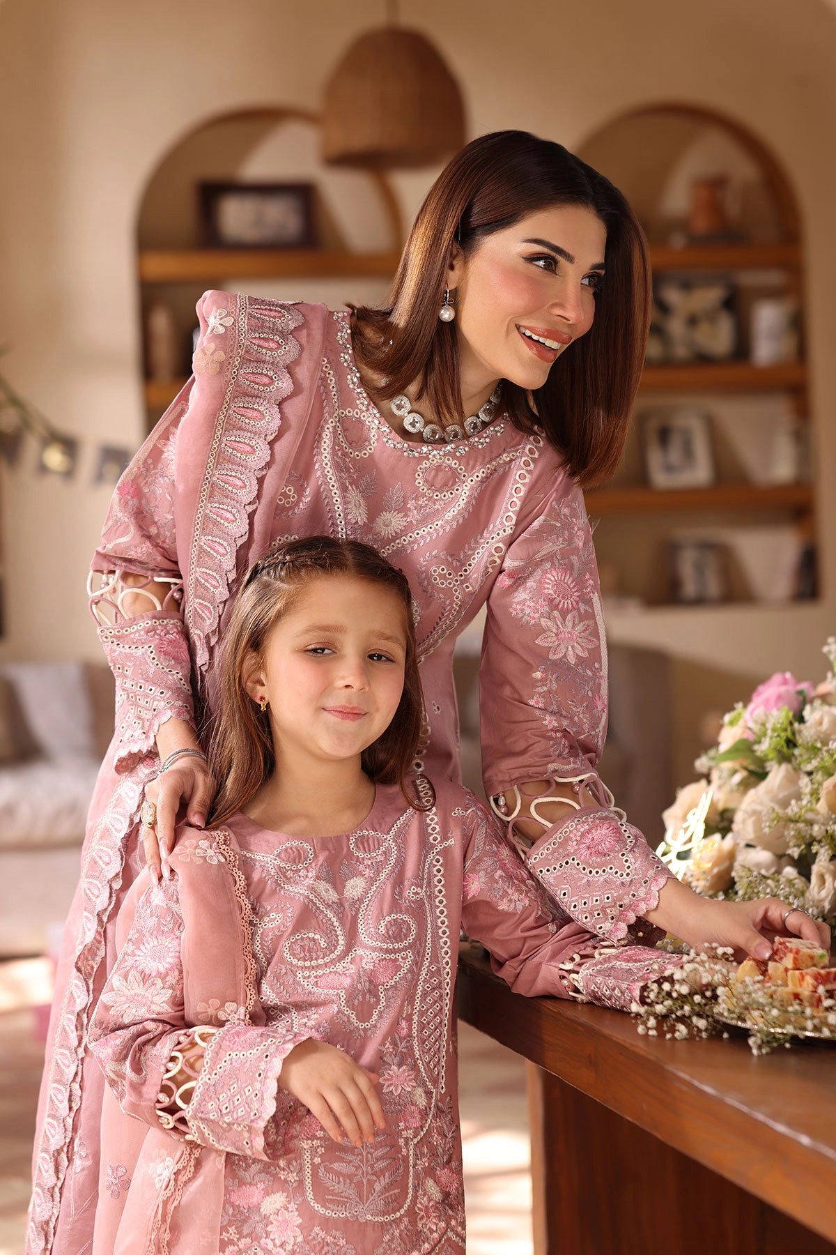 Ally's Mummy & Me Girls Sharara Embroidered Eid Outfit AL989K