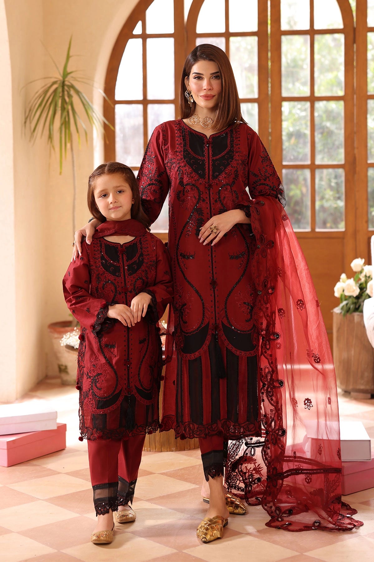 Ally's Mummy & Me Girls Sequins Embroidered Eid Outfit AL986K