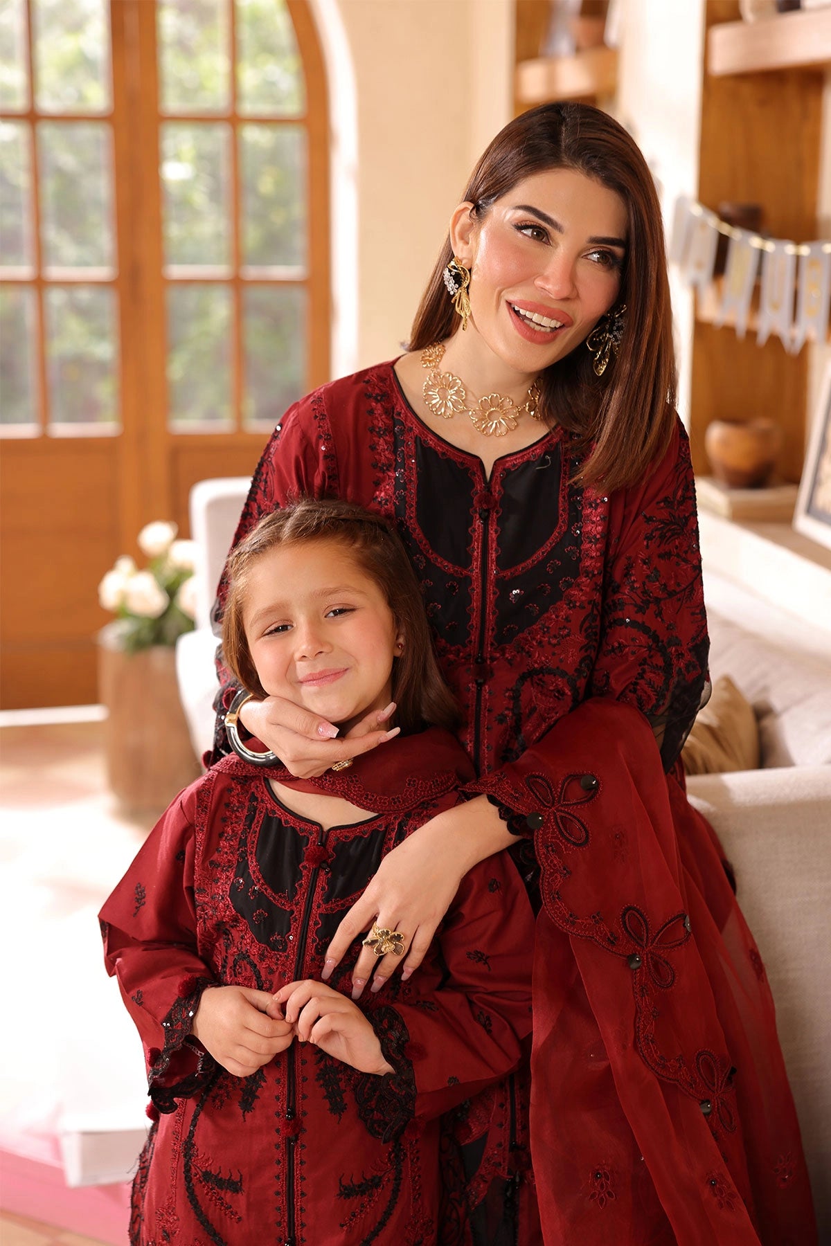 Ally's Mummy & Me Girls Sequins Embroidered Eid Outfit AL986K