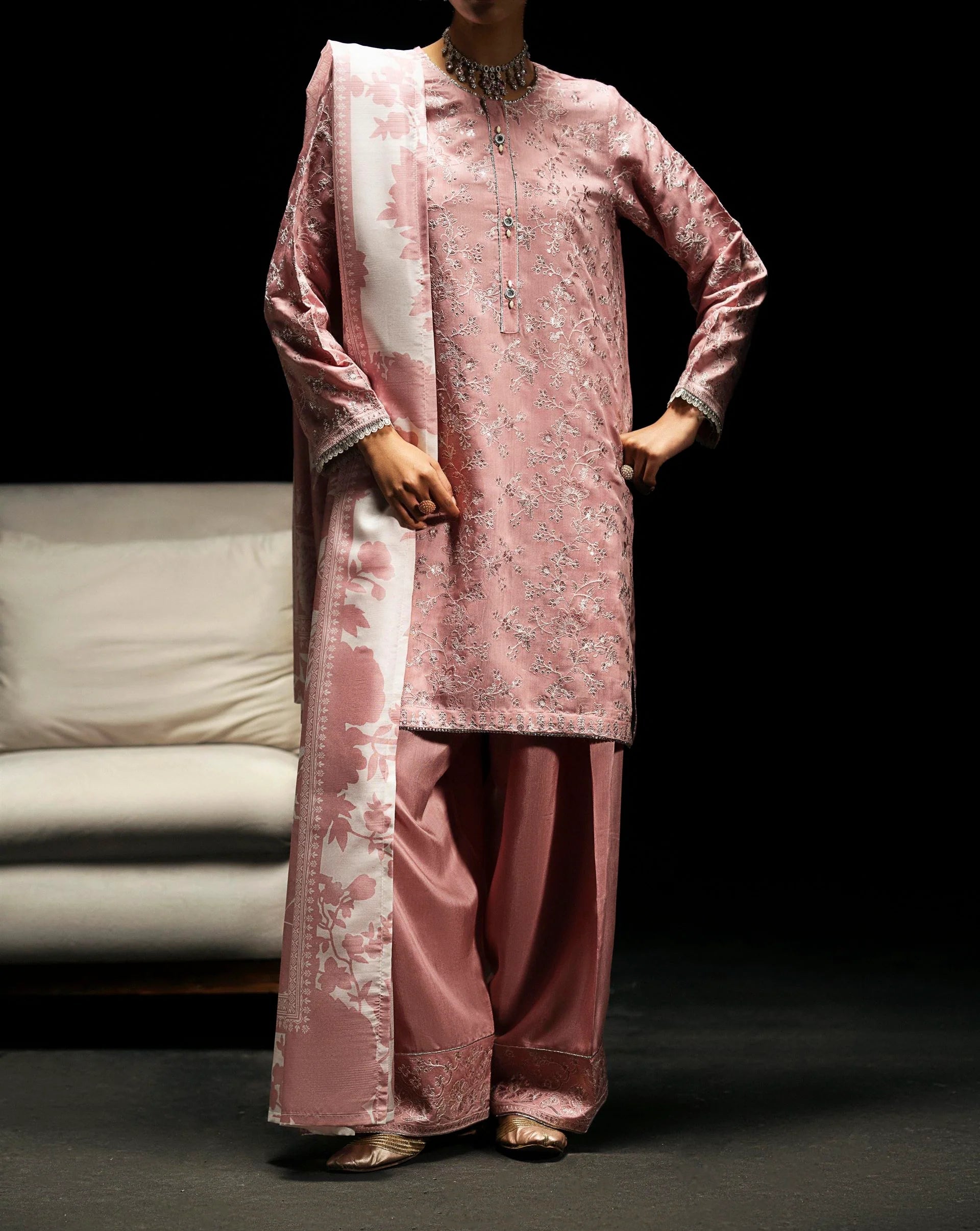 Boutique Eid Collection Blush Empress Embroidered Viscose Suit