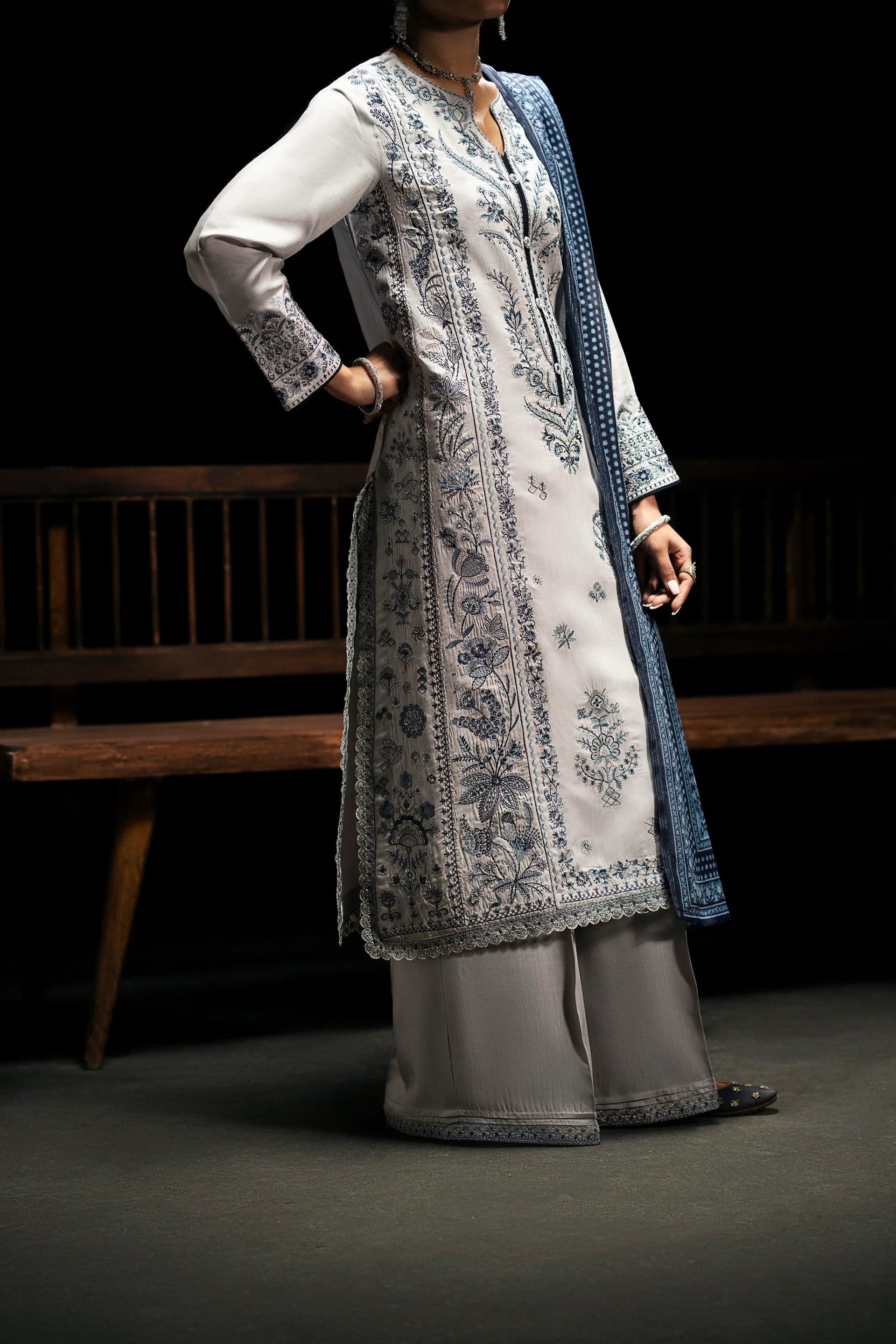 Boutique Eid Collection Celestial Frost Embroidered Viscose Suit