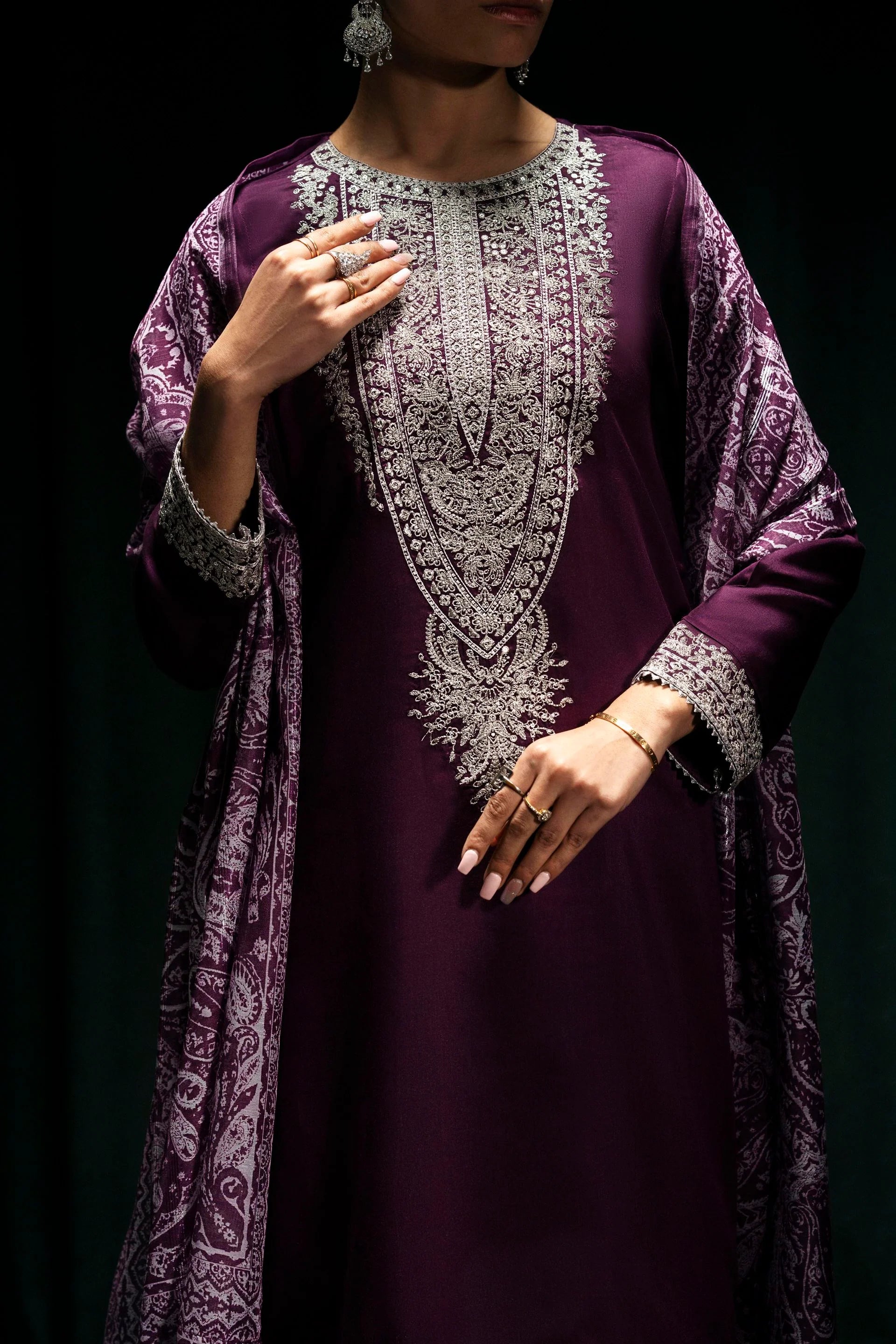 Boutique Eid Collection Regal Grape Embroidered Viscose Suit