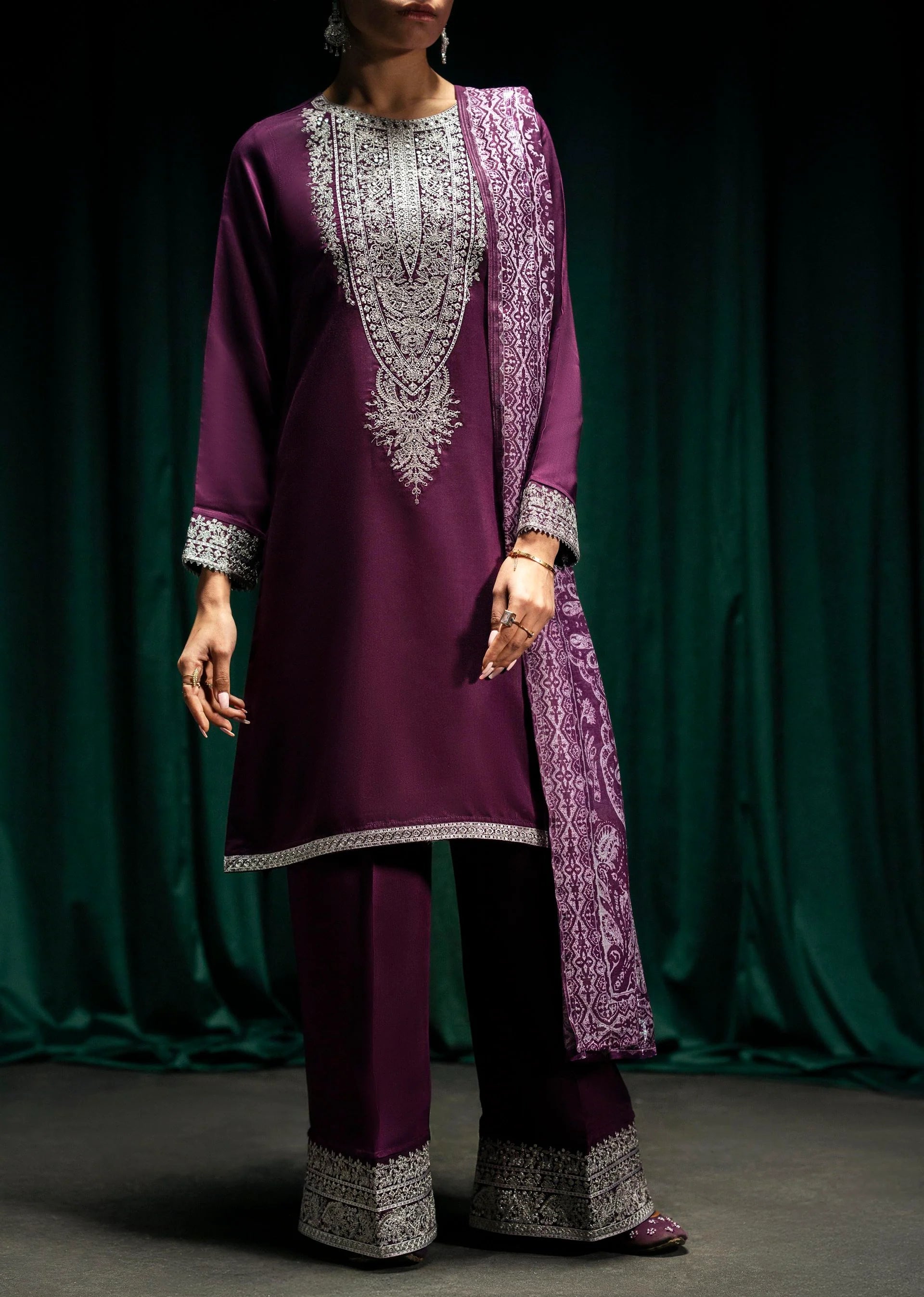 Boutique Eid Collection Regal Grape Embroidered Viscose Suit