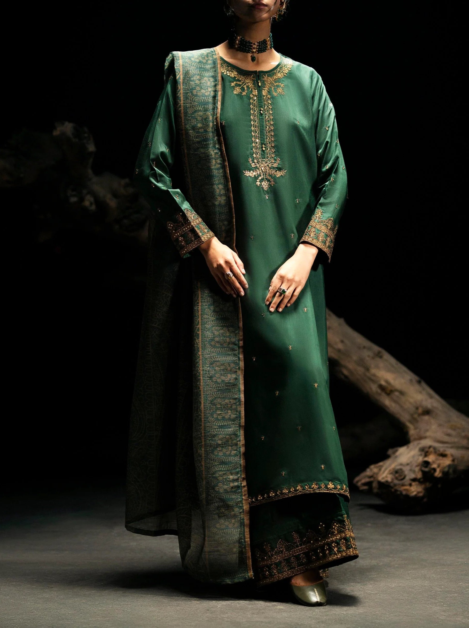 Boutique Eid Collection Sitara Green Embroidered Viscose Suit