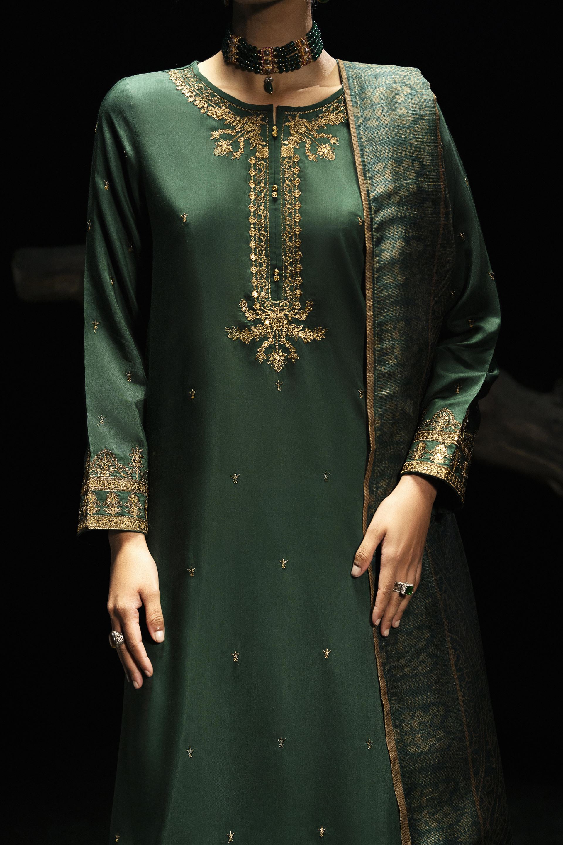 Boutique Eid Collection Sitara Green Embroidered Viscose Suit