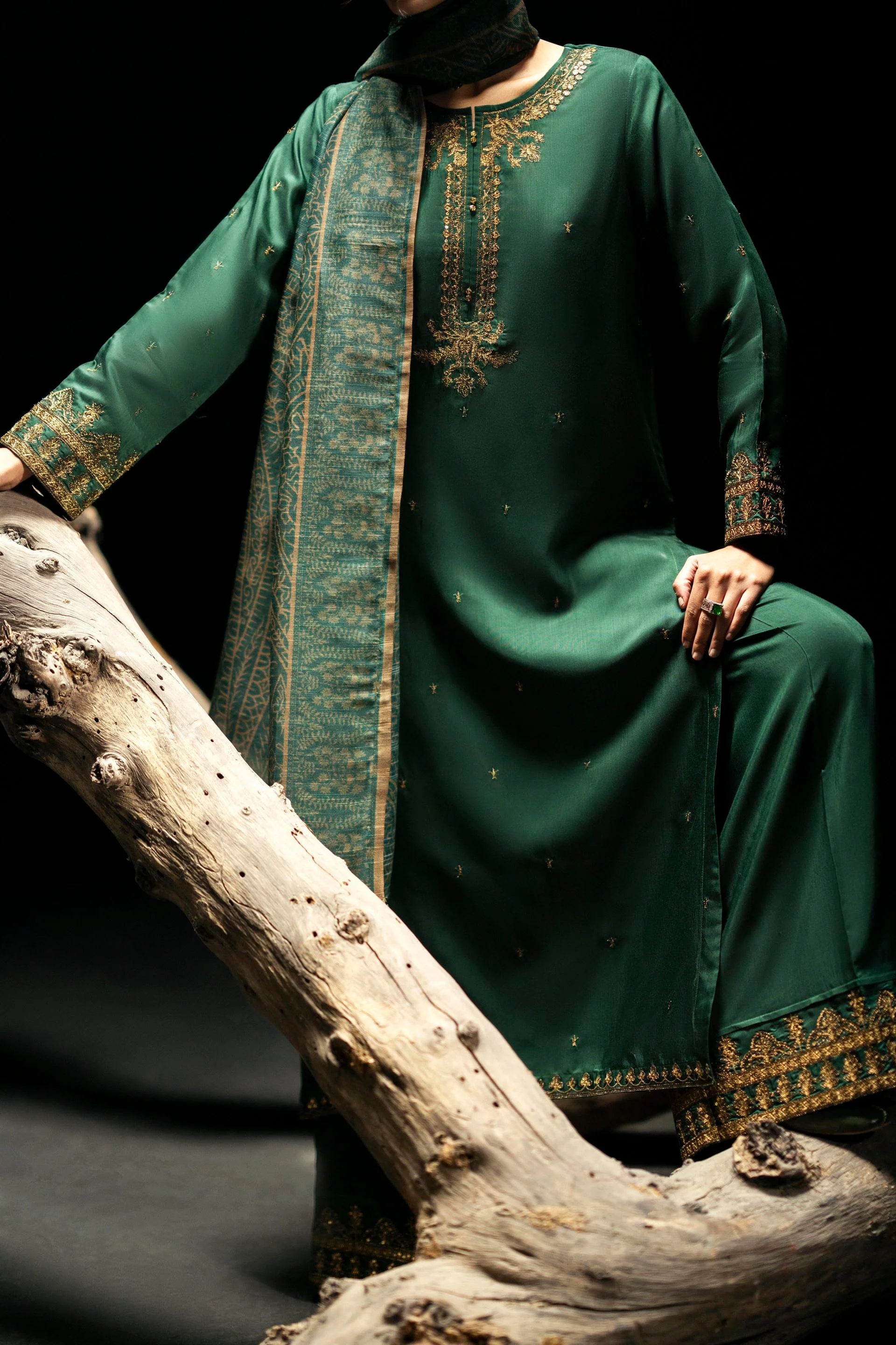 Boutique Eid Collection Sitara Green Embroidered Viscose Suit