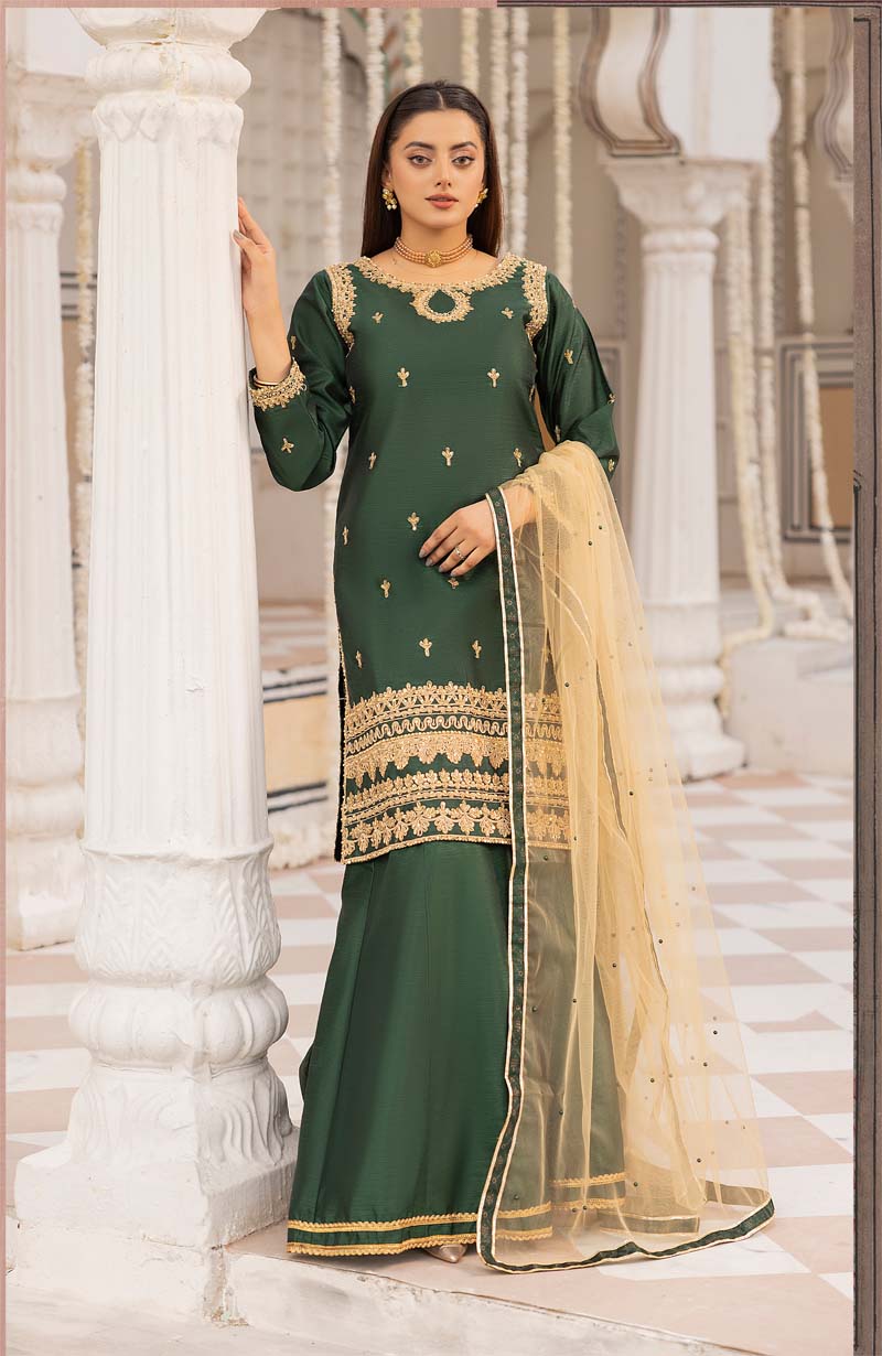 Mayoo Mother & Daughter Green Ladies Wedding Sharara Oufit