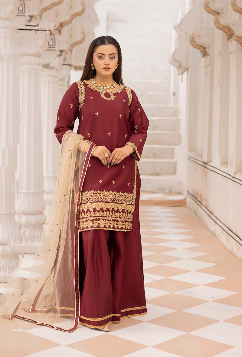 Mayoo Mother & Daughter Maroon Ladies Wedding Sharara Oufit