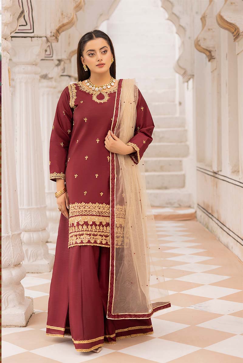 Mayoo Mother & Daughter Maroon Ladies Wedding Sharara Oufit