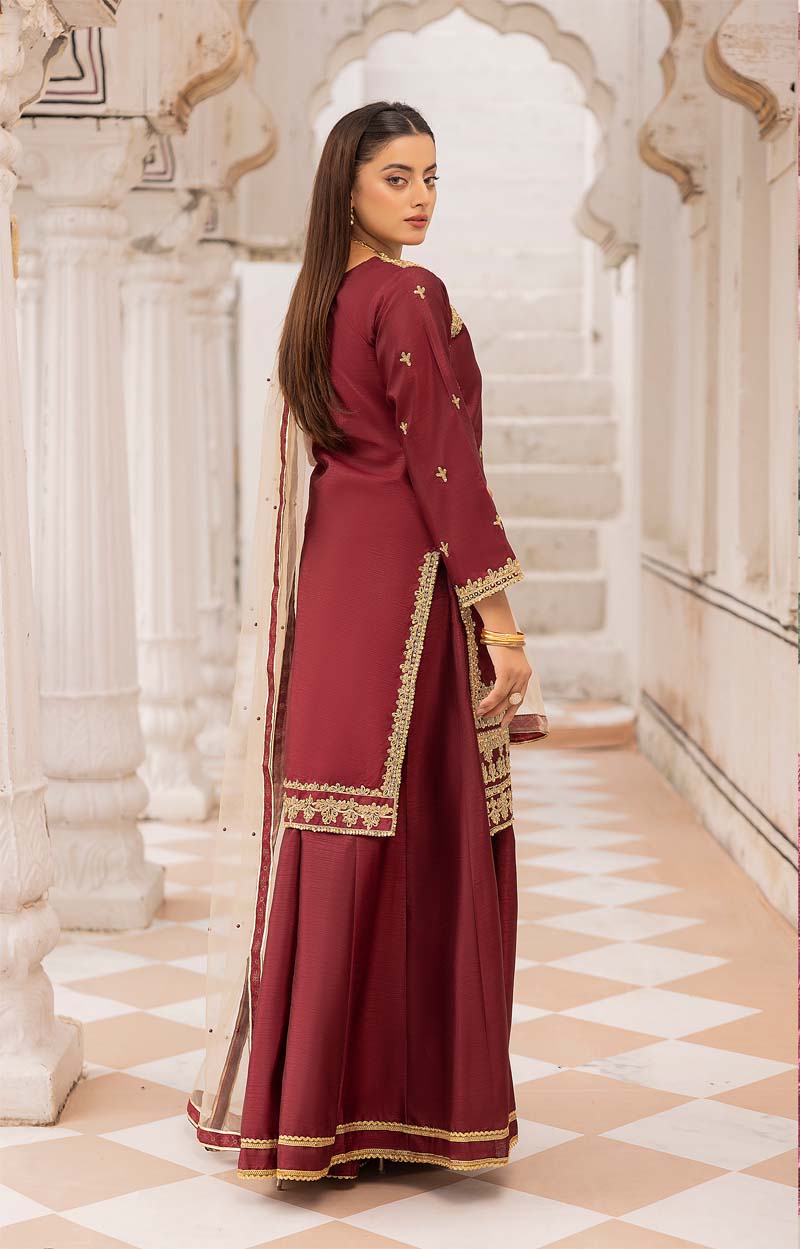 Mayoo Mother & Daughter Maroon Ladies Wedding Sharara Oufit