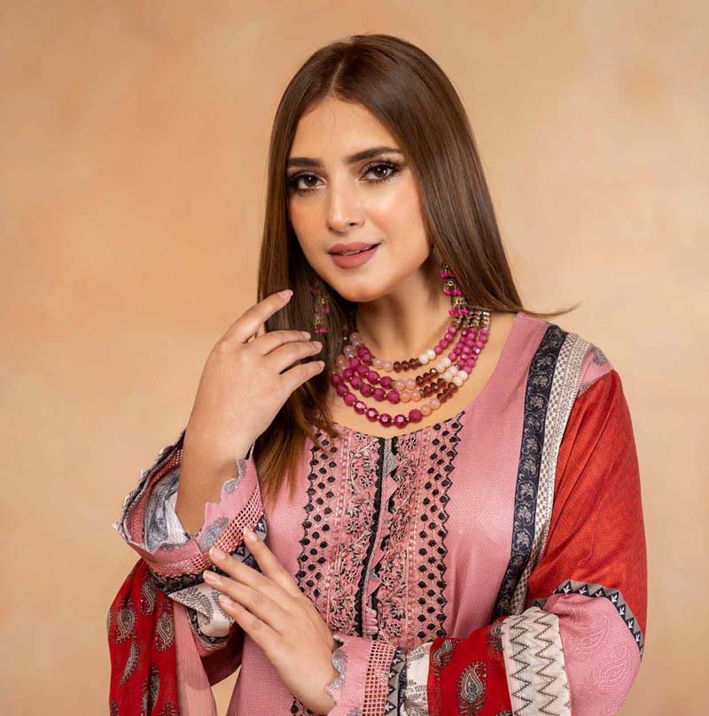 Munira Embroidered Linen Outfit with Chiffon Dupatta MSL01 - Desi Posh