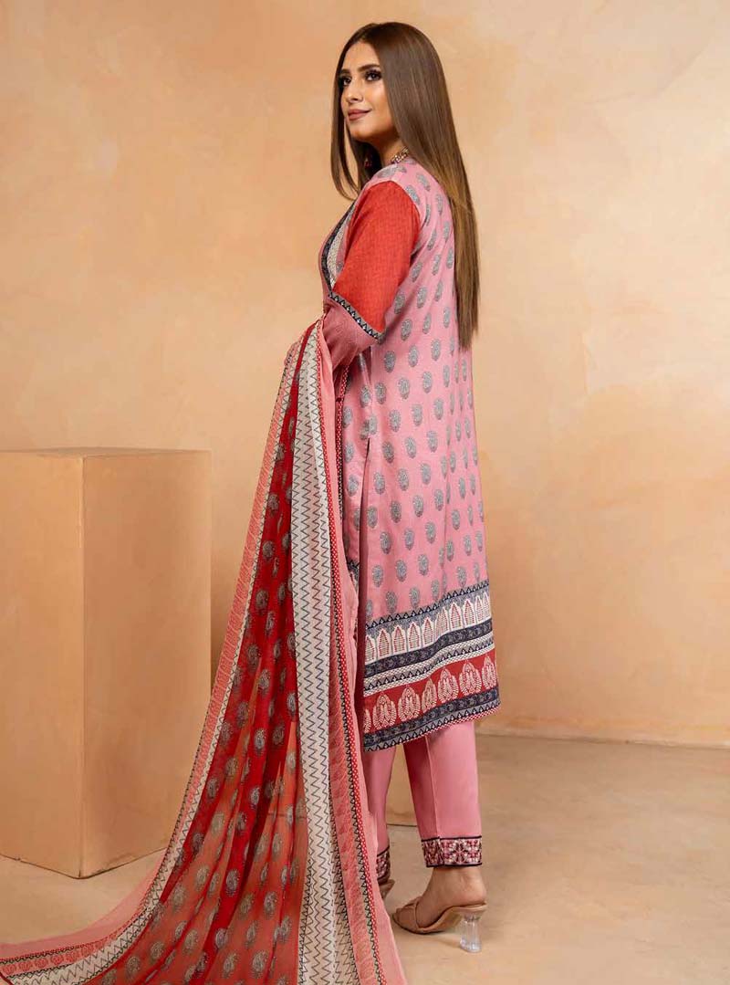 Munira Embroidered Linen Outfit with Chiffon Dupatta MSL01 - Desi Posh