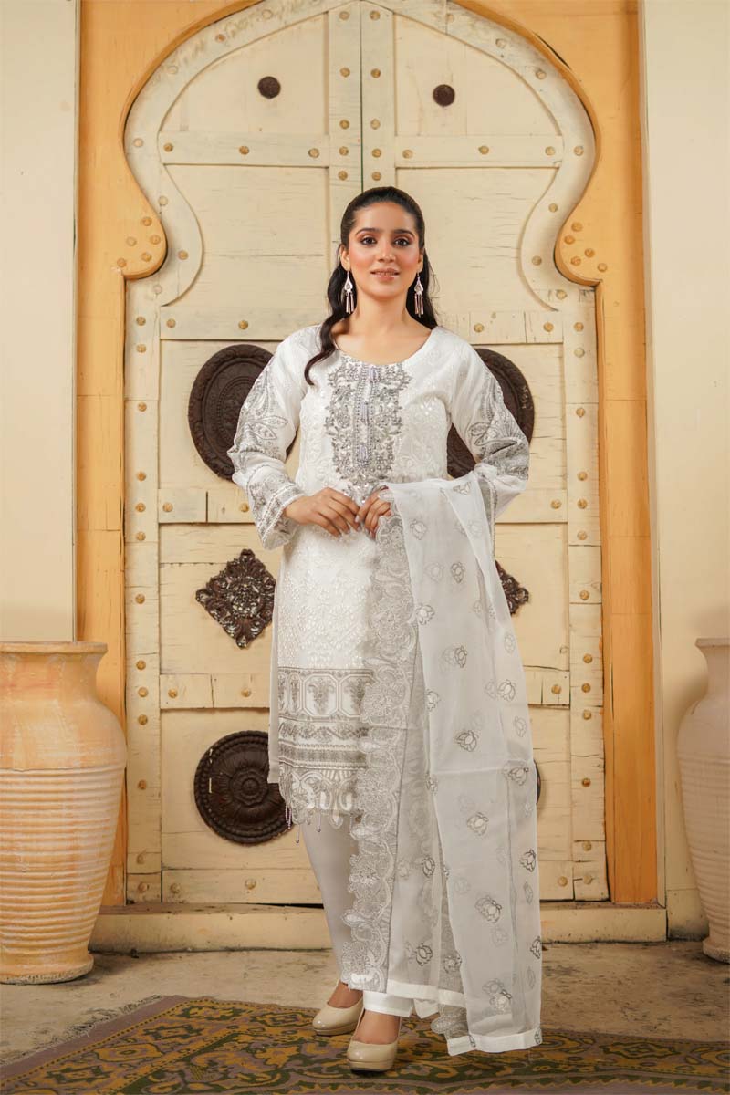 Stunning Organza Mummy & Me Ladies Eid suit White - Desi Posh