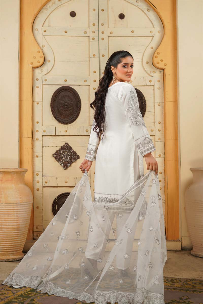 Stunning Organza Mummy & Me Ladies Eid suit White - Desi Posh